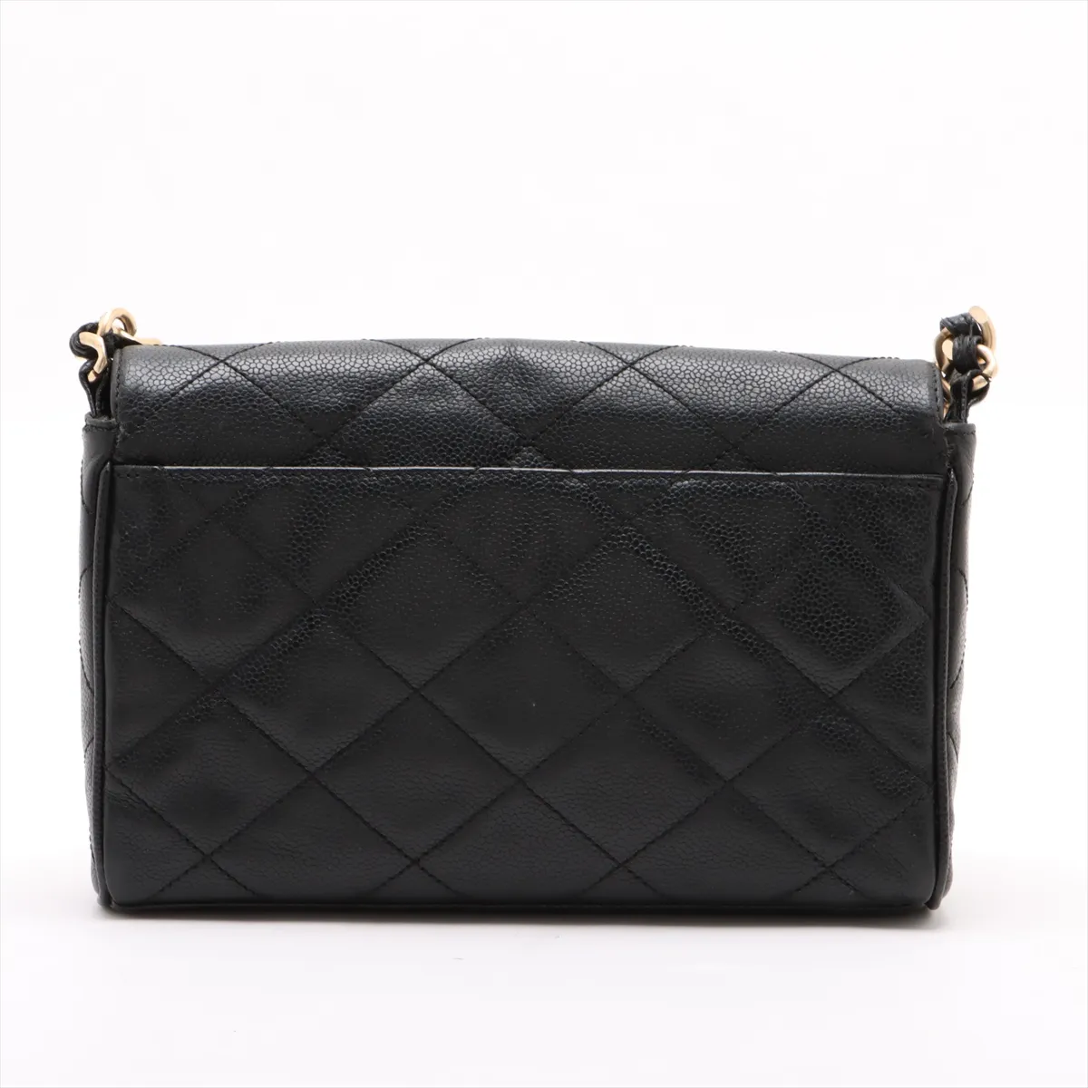Matelasse caviar skin chain shoulder bag black gold hardware 6497622 6th series — view 2