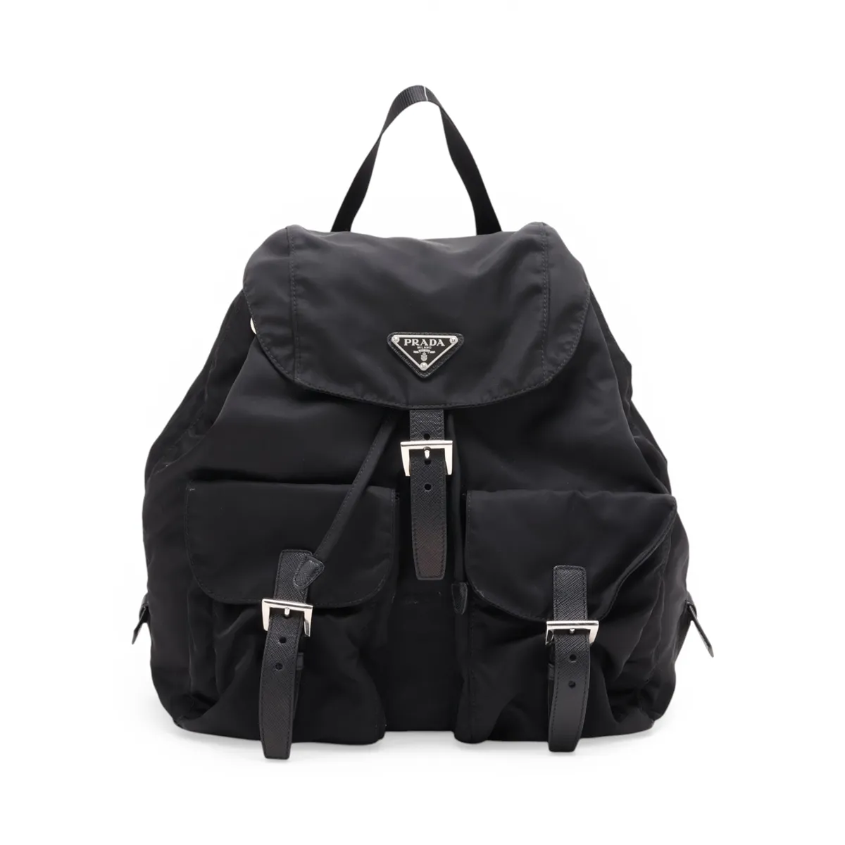 Tessuto Nylon x Leather Backpack/Rucksack, Black 1BZ811