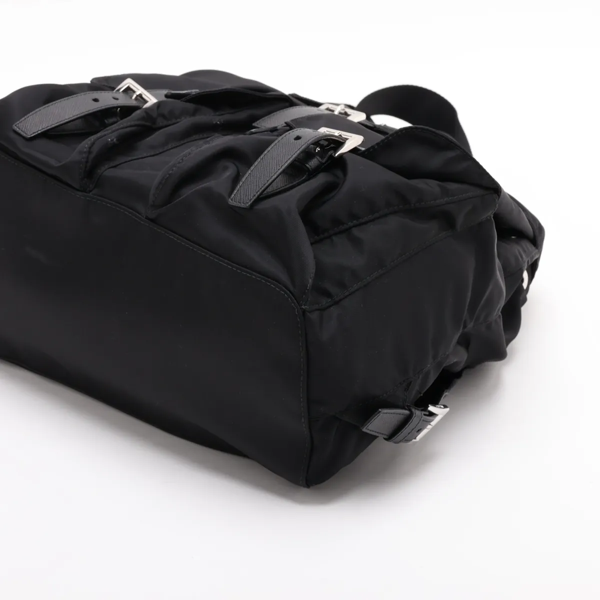 Tessuto Nylon x Leather Backpack/Rucksack, Black 1BZ811 — view 3