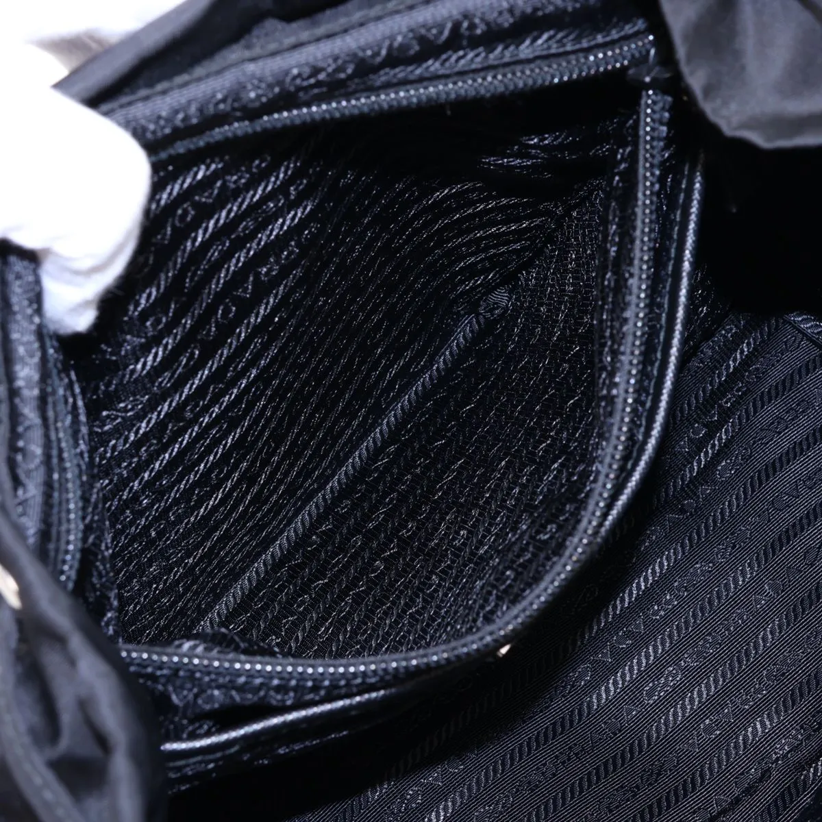 Tessuto Nylon x Leather Backpack/Rucksack, Black 1BZ811 — view 8
