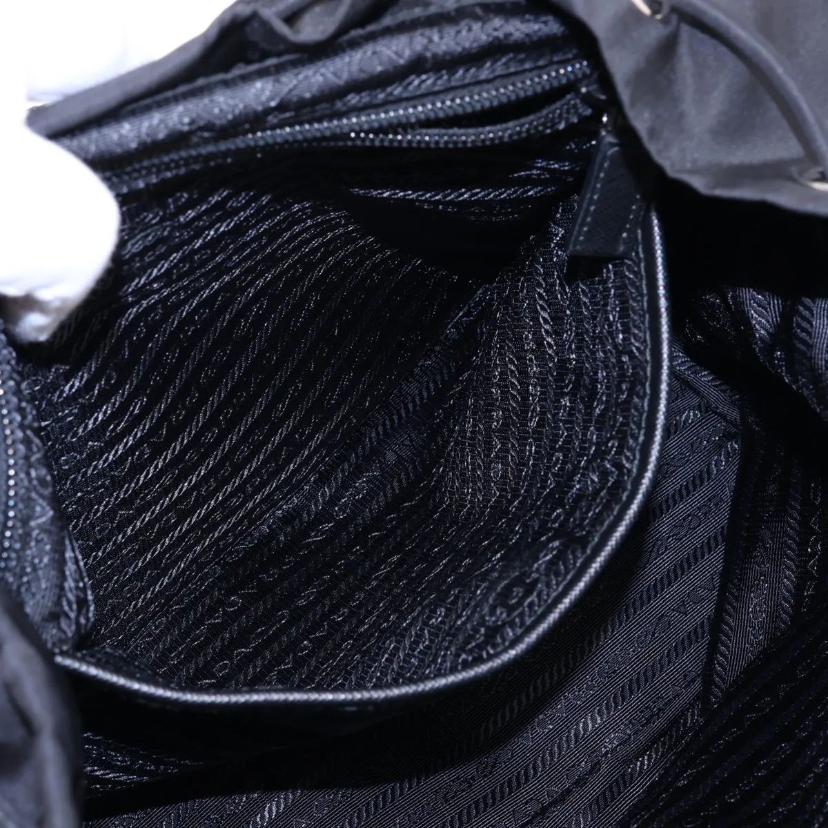 Tessuto Nylon x Leather Backpack/Rucksack, Black 1BZ811 — view 9
