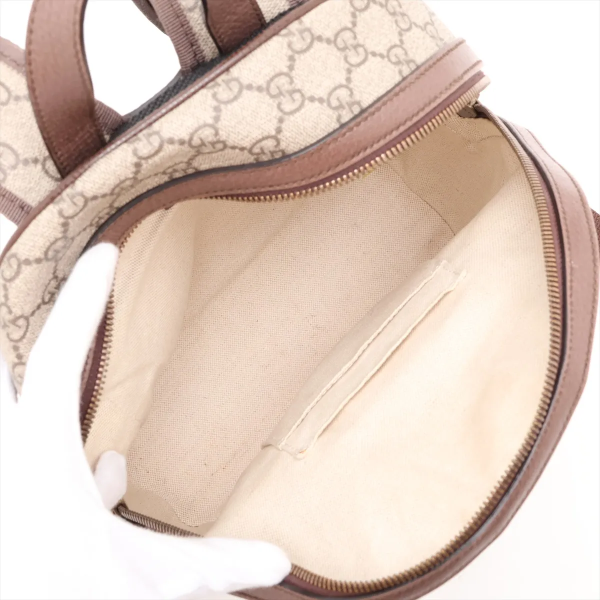 GG Supreme PVC x Leather Backpack/Rucksack, Beige x Brown, 547965 — view 7