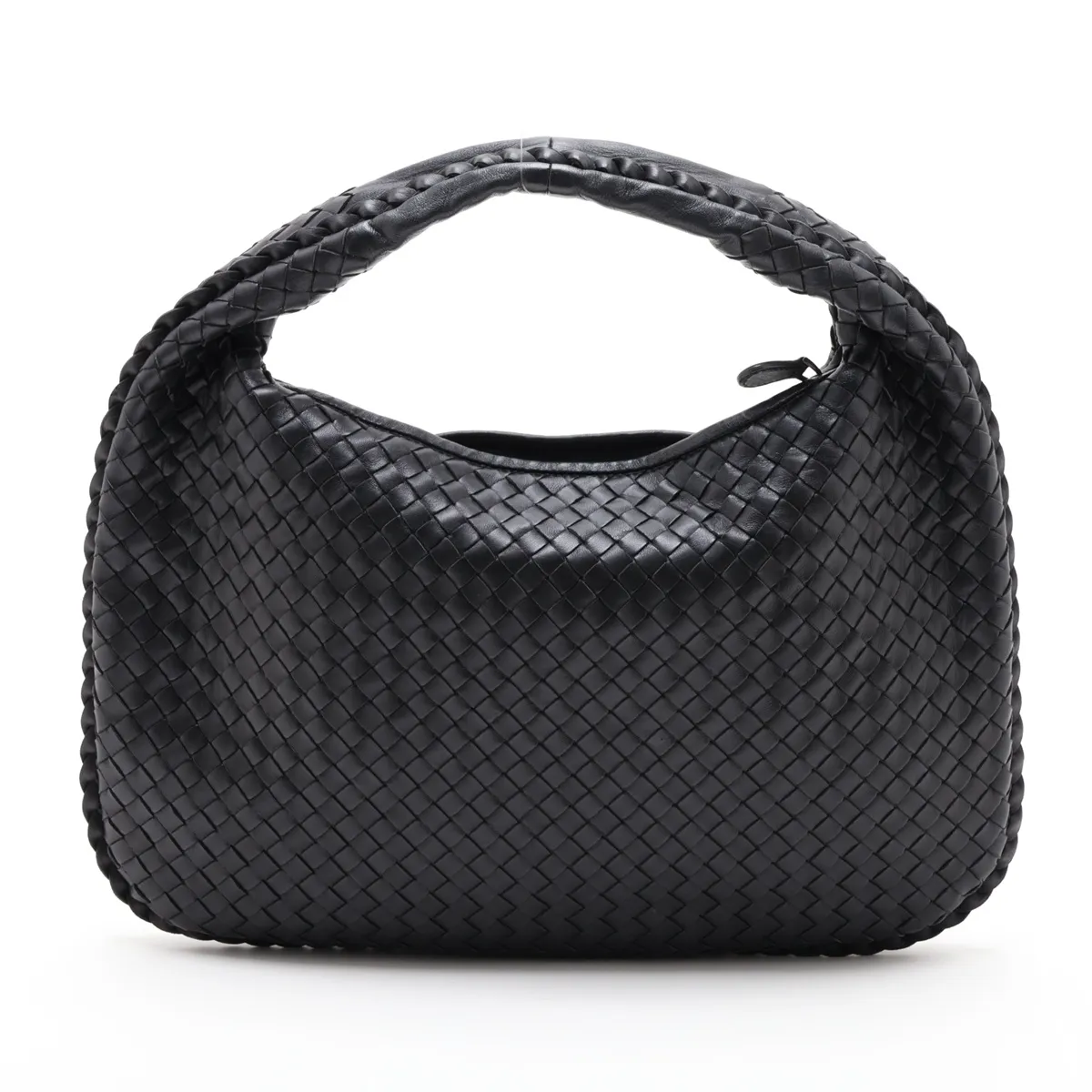 Intrecciato Hobo 115653 Leather Shoulder Bag, Black — view 2
