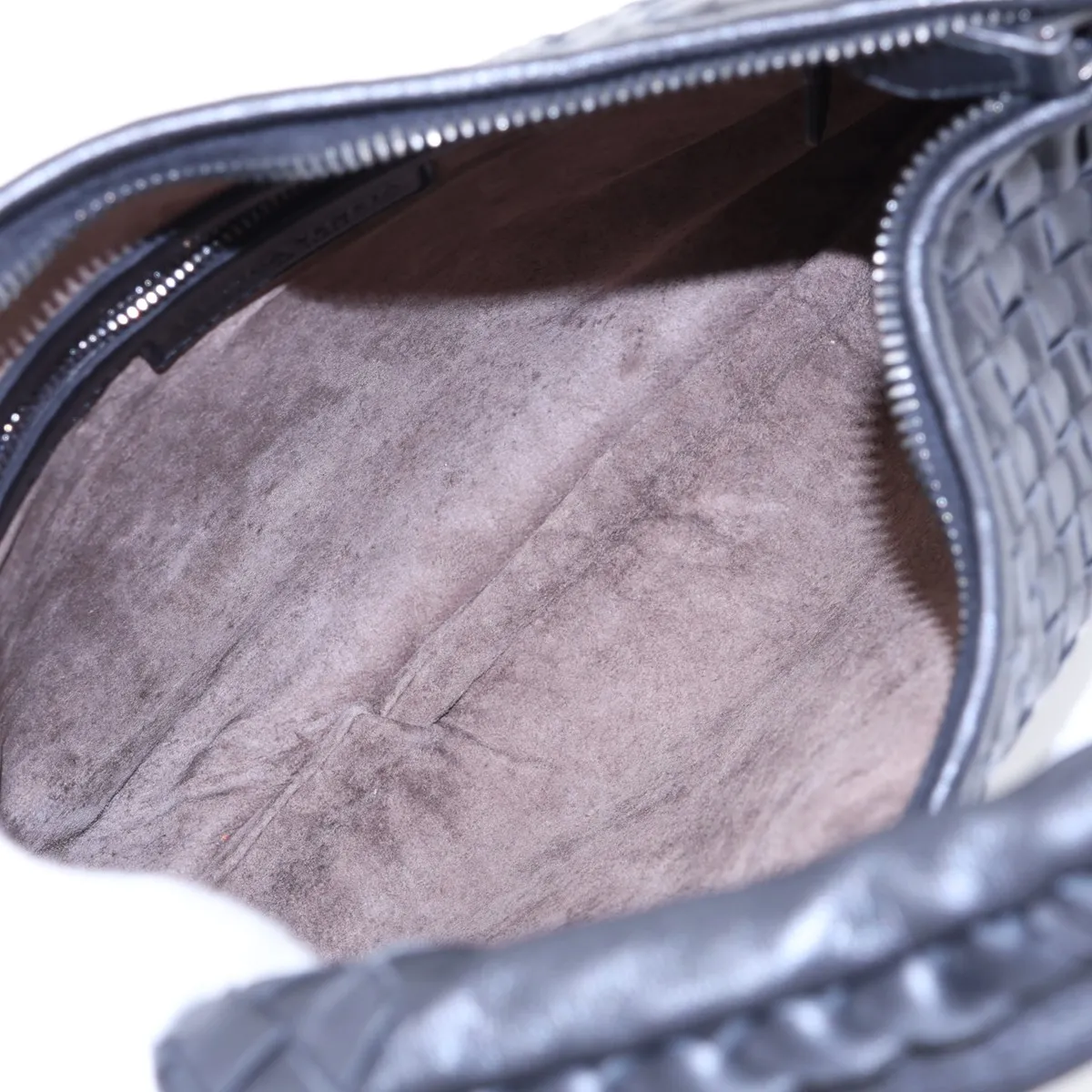 Intrecciato Hobo 115653 Leather Shoulder Bag, Black — view 7