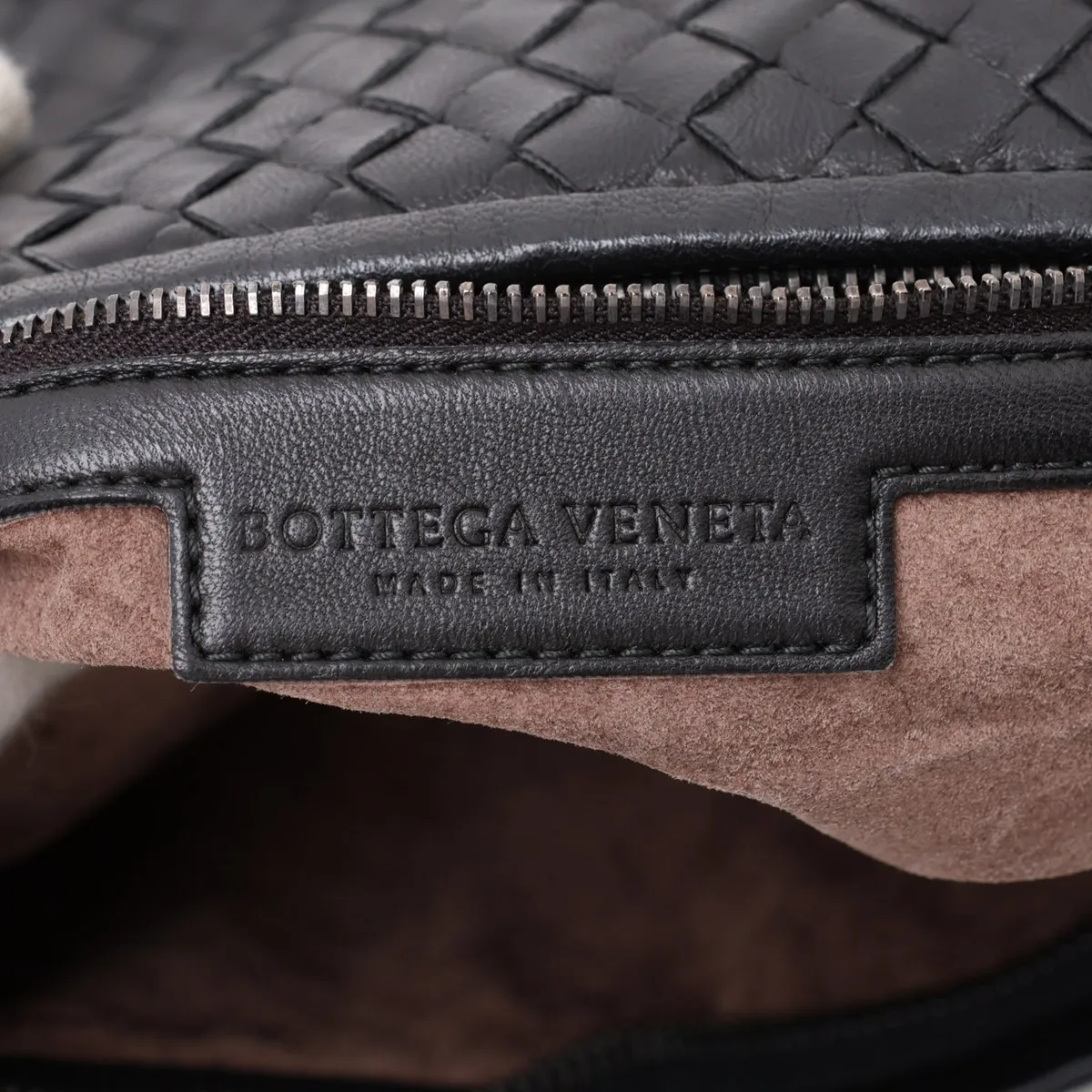Intrecciato Hobo 115653 Leather Shoulder Bag, Black — view 9