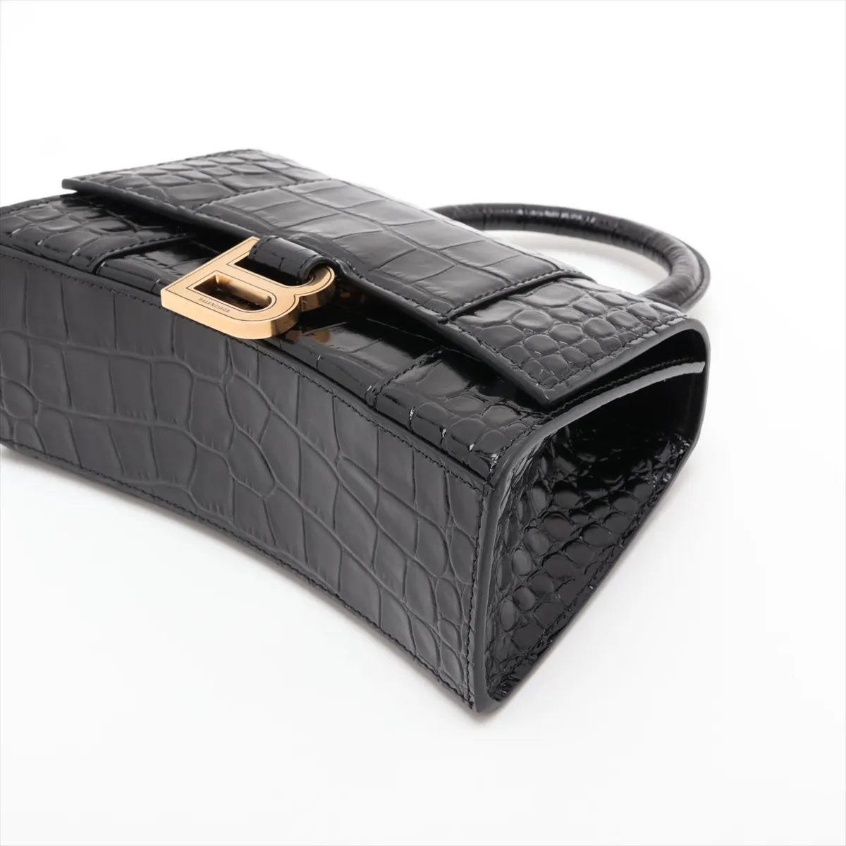 Hourglass XS 592833 Crocodile Embossed 2-Way Handbag Black — view 3