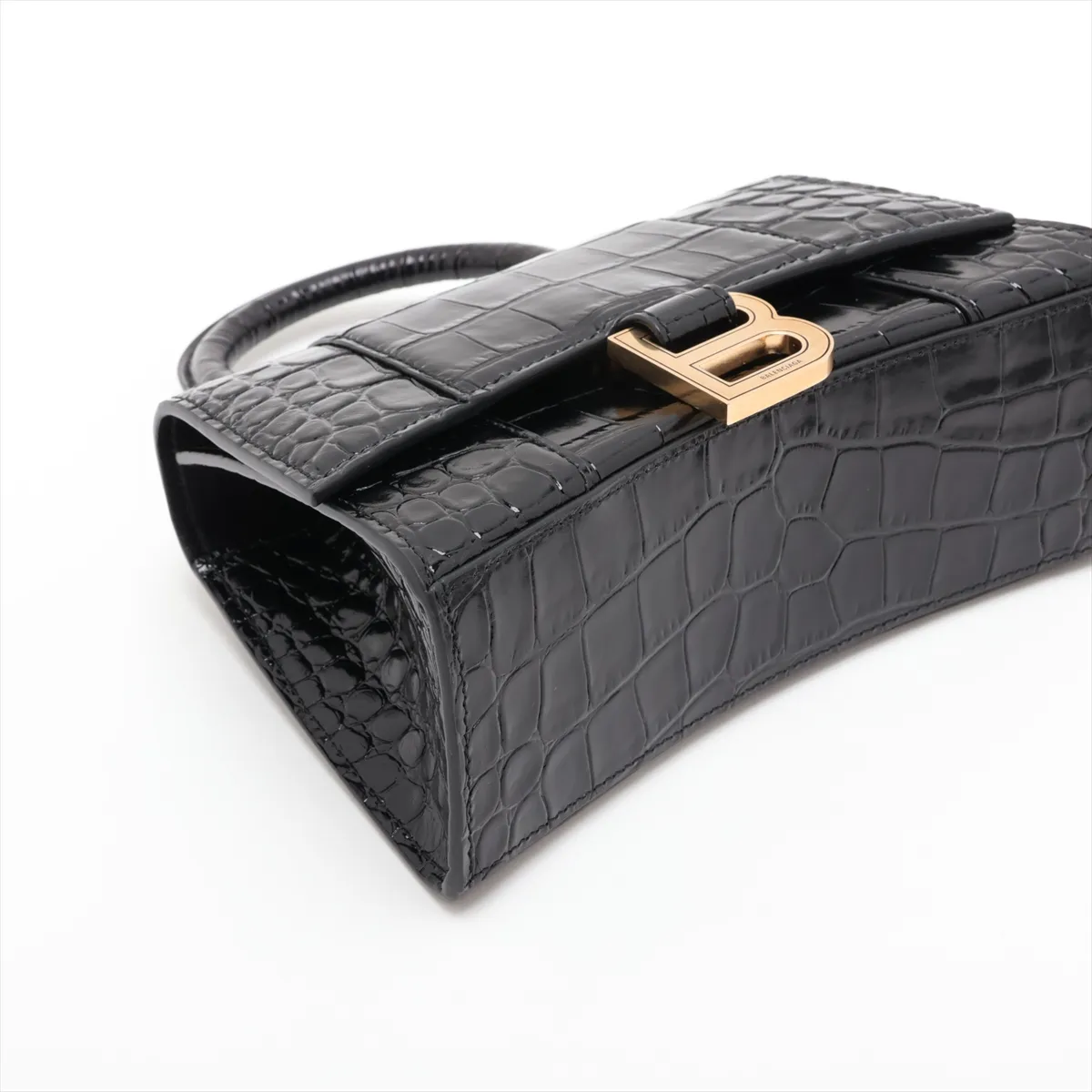 Hourglass XS 592833 Crocodile Embossed 2-Way Handbag Black — view 4