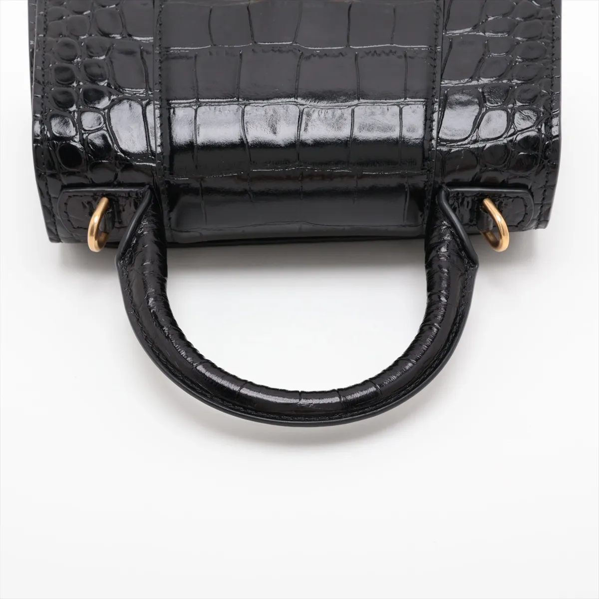 Hourglass XS 592833 Crocodile Embossed 2-Way Handbag Black — view 5