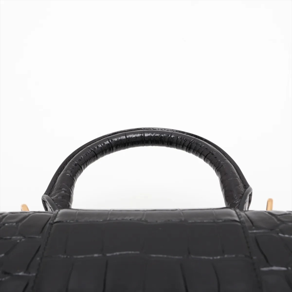 Hourglass XS 592833 Crocodile Embossed 2-Way Handbag Black — view 6