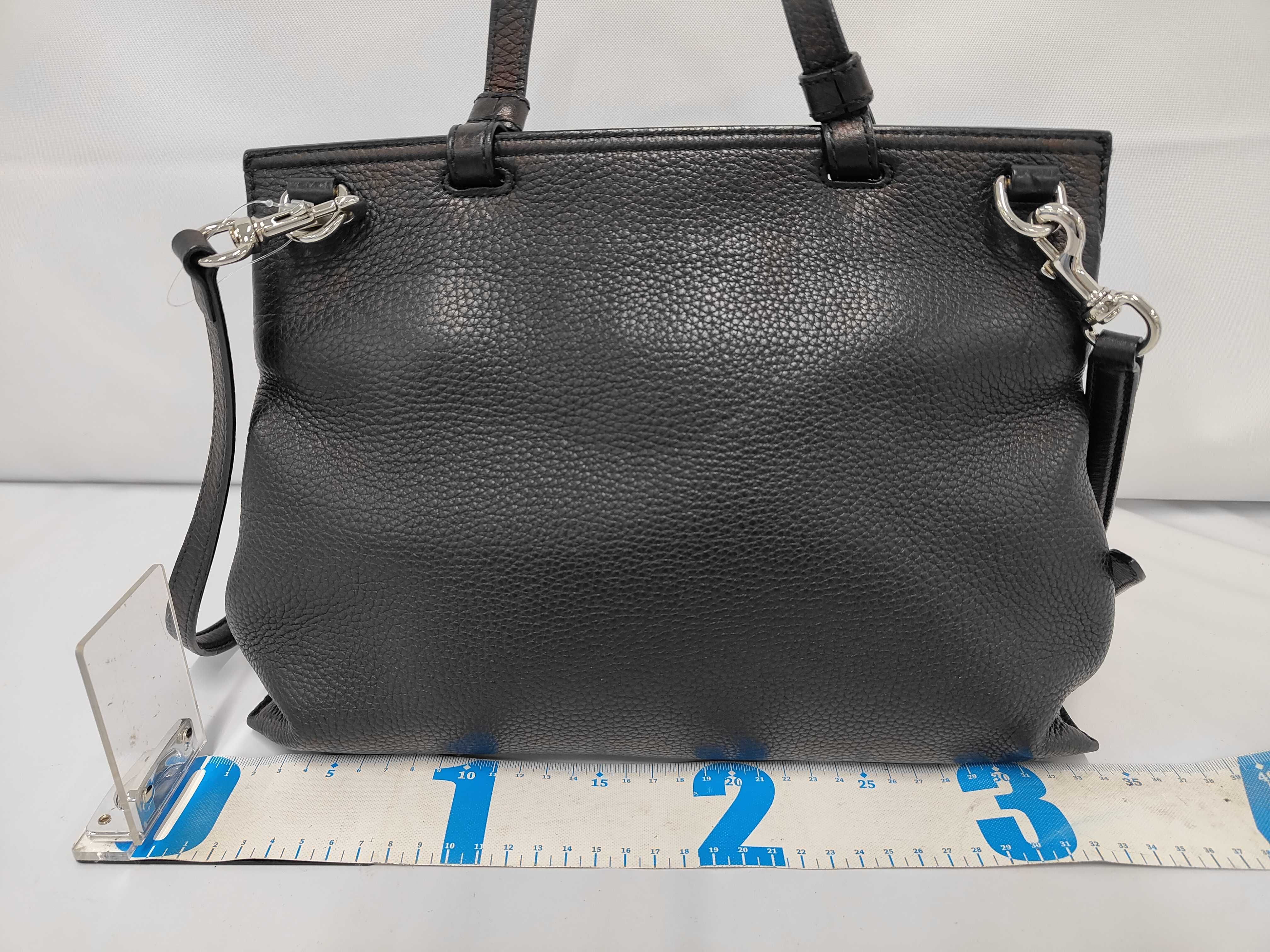 Medium Bamboo Daily Top Handle Bag in Black Grained Calfskin Leather with Silver Hardware — view 2