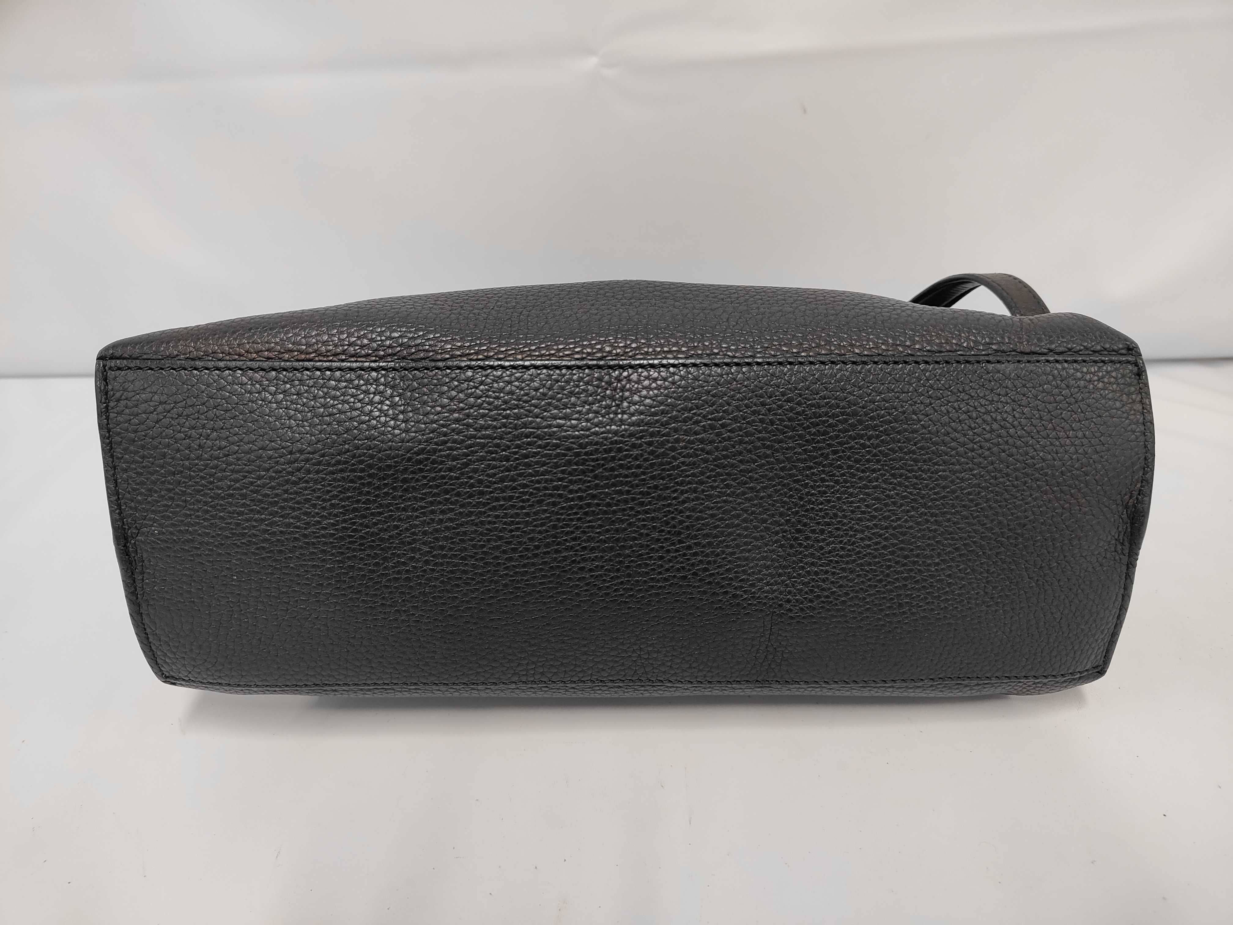 Medium Bamboo Daily Top Handle Bag in Black Grained Calfskin Leather with Silver Hardware — view 3