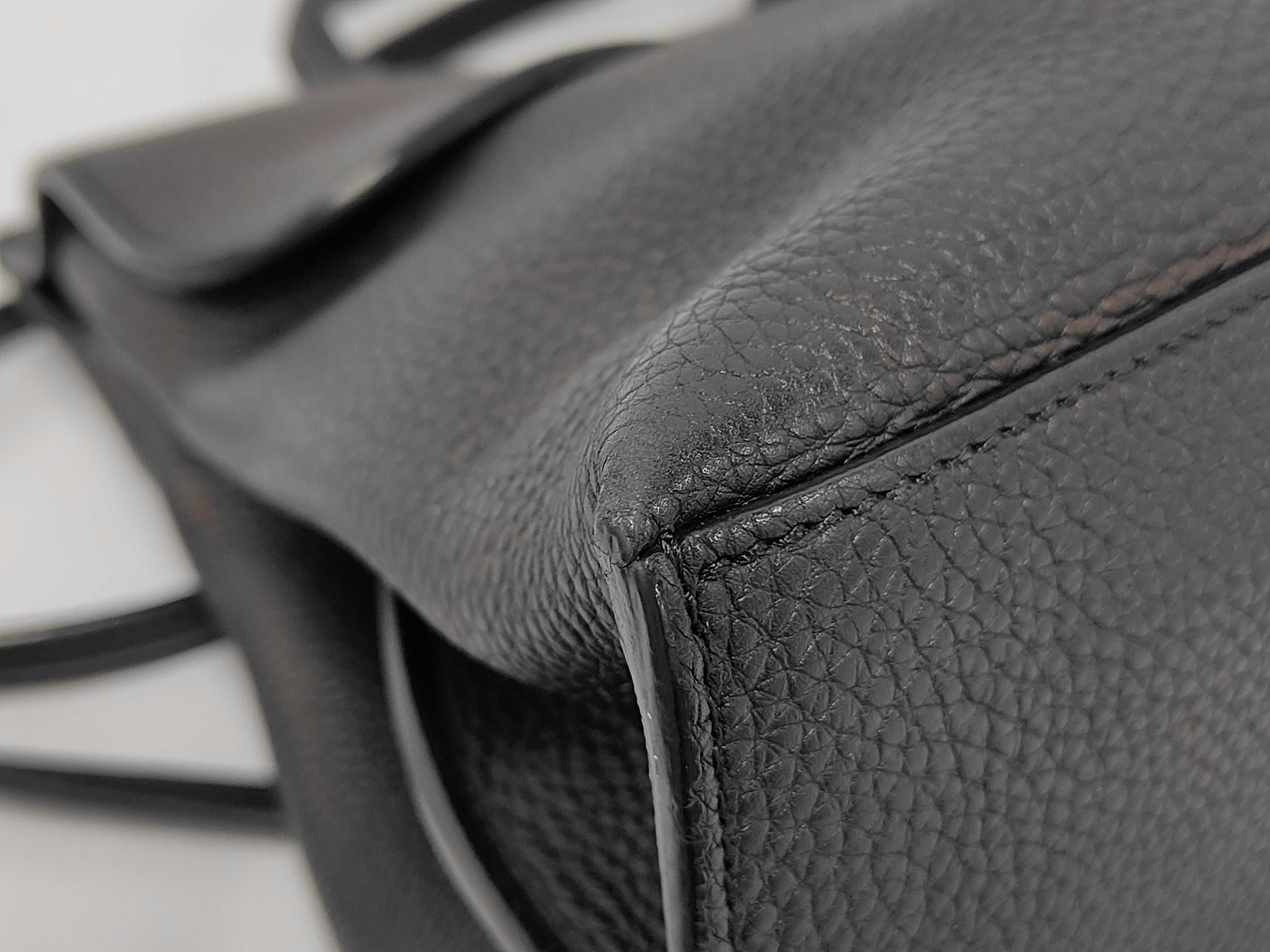 Medium Bamboo Daily Top Handle Bag in Black Grained Calfskin Leather with Silver Hardware — view 4