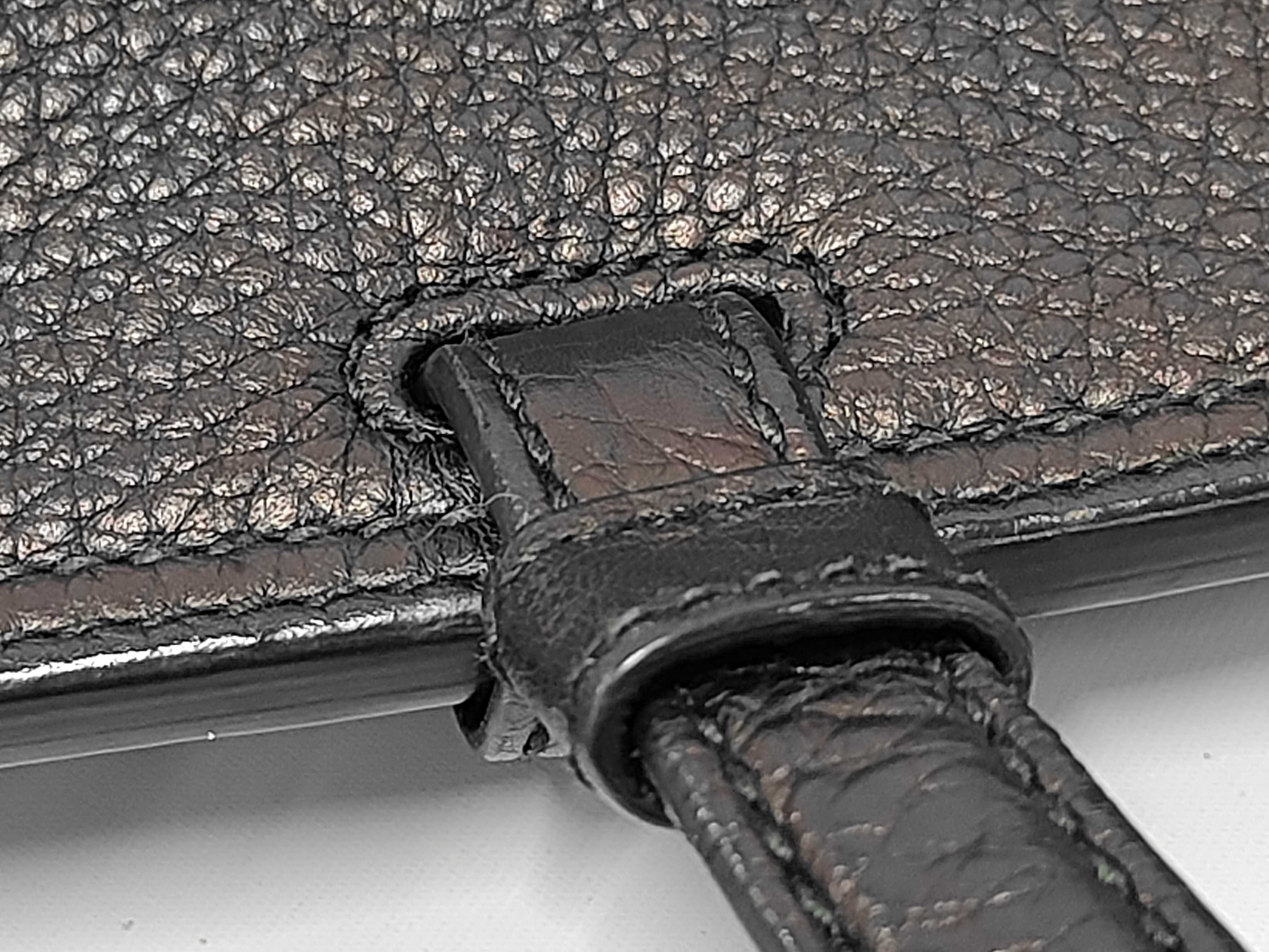 Medium Bamboo Daily Top Handle Bag in Black Grained Calfskin Leather with Silver Hardware — view 8