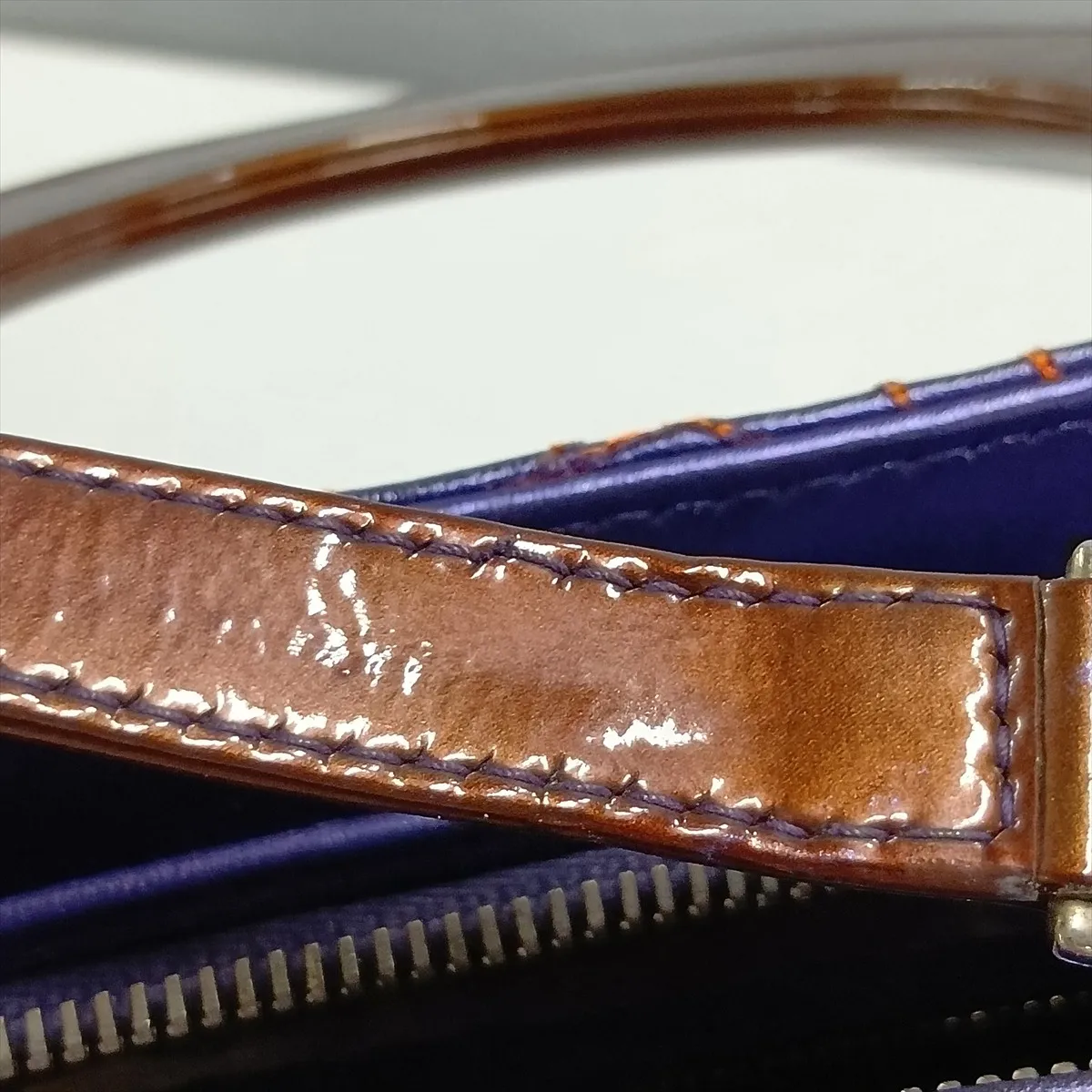 Cannage Lady Dior Leather x Patent Leather 2-Way Handbag Purple x Brown — view 14