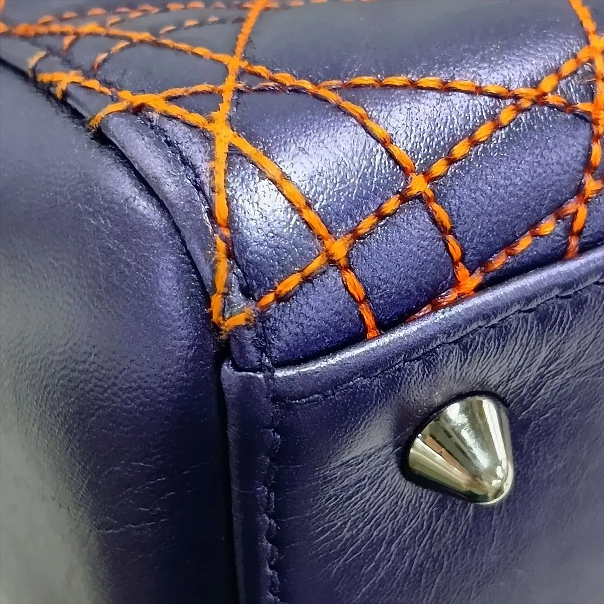 Cannage Lady Dior Leather x Patent Leather 2-Way Handbag Purple x Brown — view 15