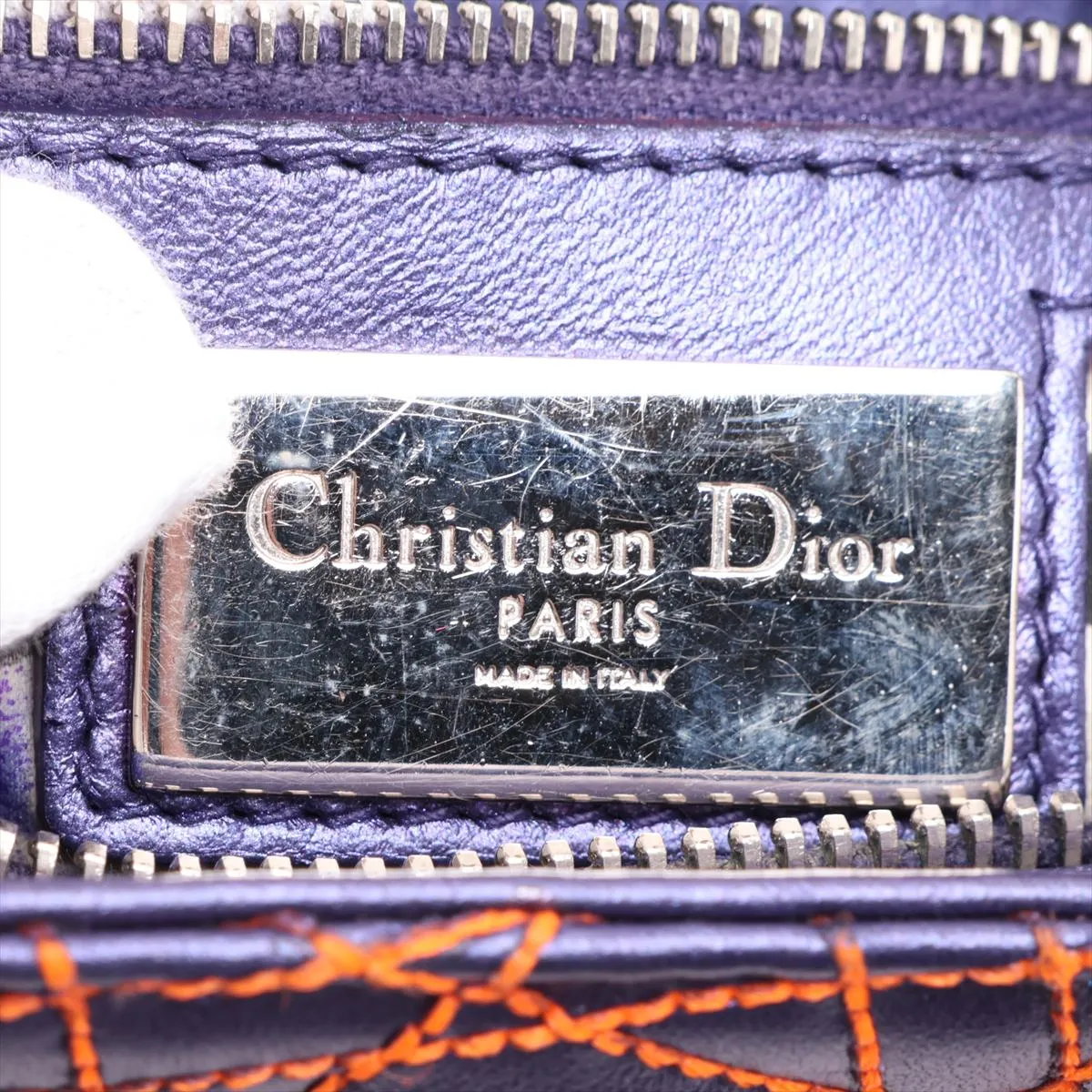 Cannage Lady Dior Leather x Patent Leather 2-Way Handbag Purple x Brown — view 10