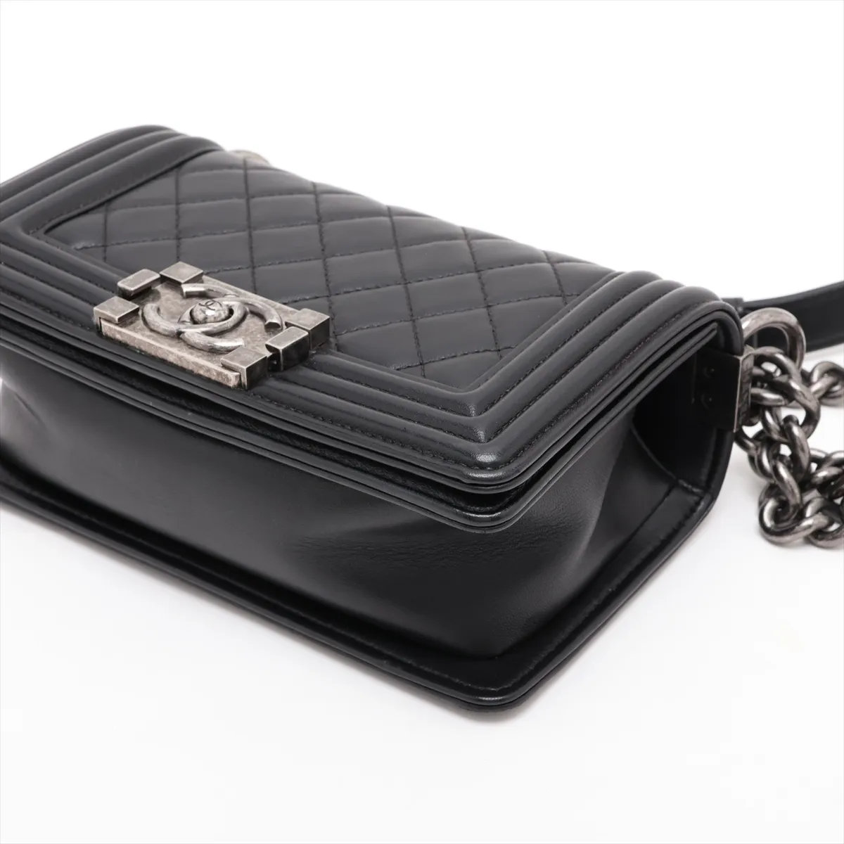 Boy Chanel 20 Small Lambskin Chain Shoulder Bag, Black with Gunmetal Hardware, 23210992, Serial Number 23, A67085 — view 3