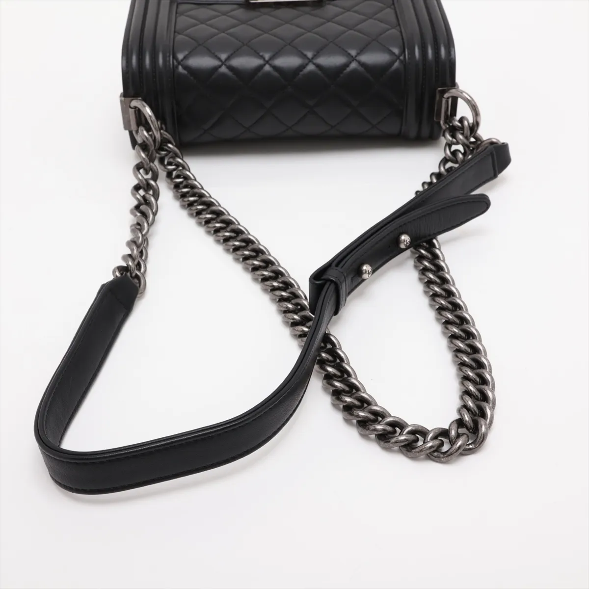 Boy Chanel 20 Small Lambskin Chain Shoulder Bag, Black with Gunmetal Hardware, 23210992, Serial Number 23, A67085 — view 5