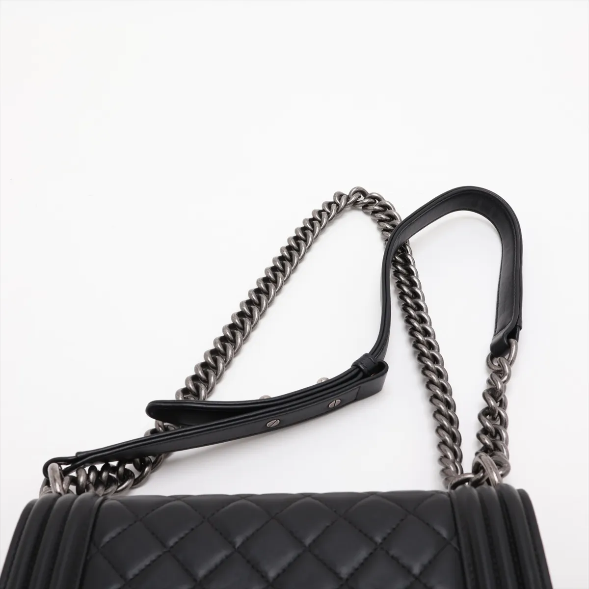Boy Chanel 20 Small Lambskin Chain Shoulder Bag, Black with Gunmetal Hardware, 23210992, Serial Number 23, A67085 — view 6
