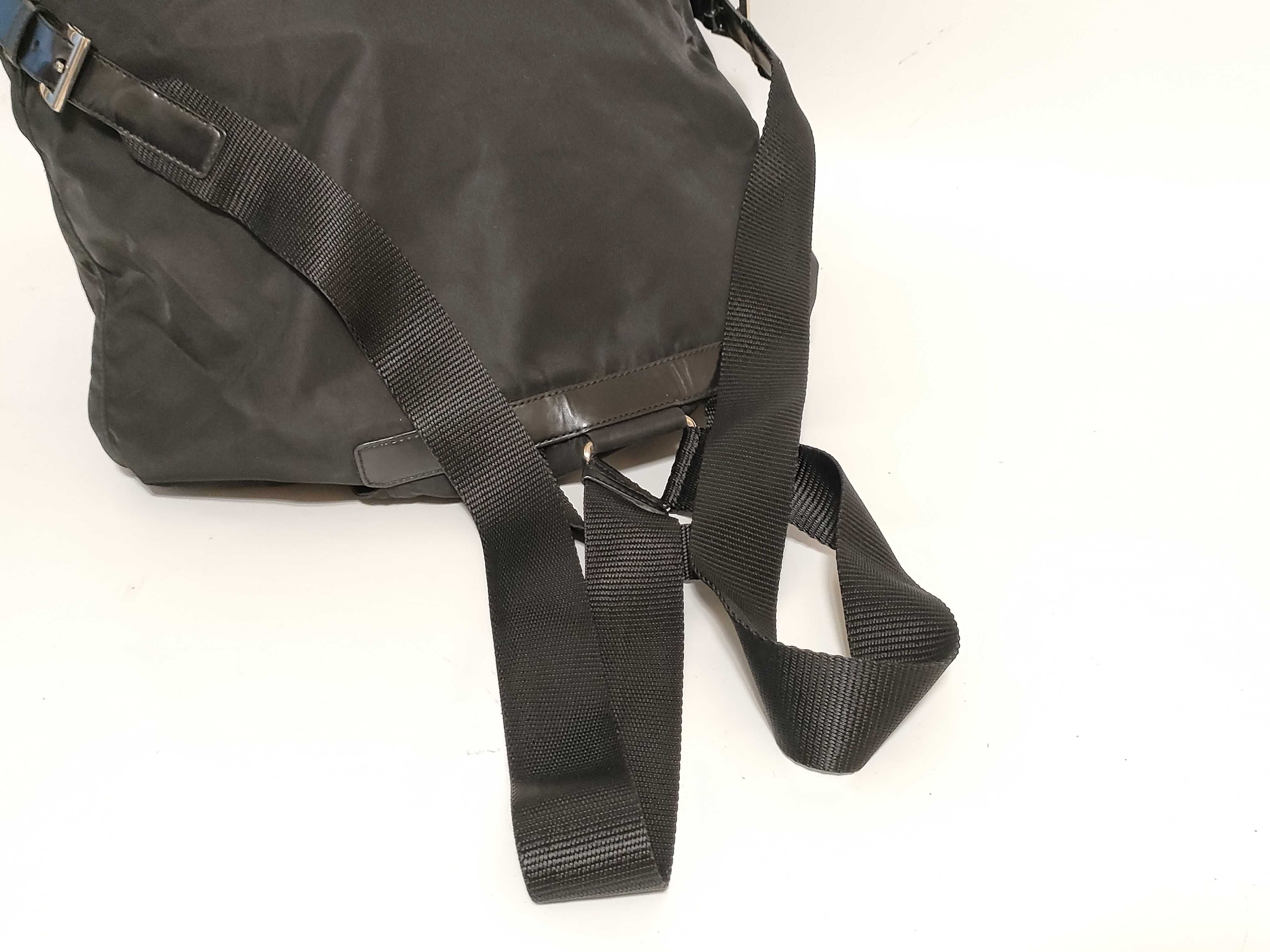 Nylon KR-Tessuto Nylon x Leather Backpack/Rucksack Black BZ2811 — view 3