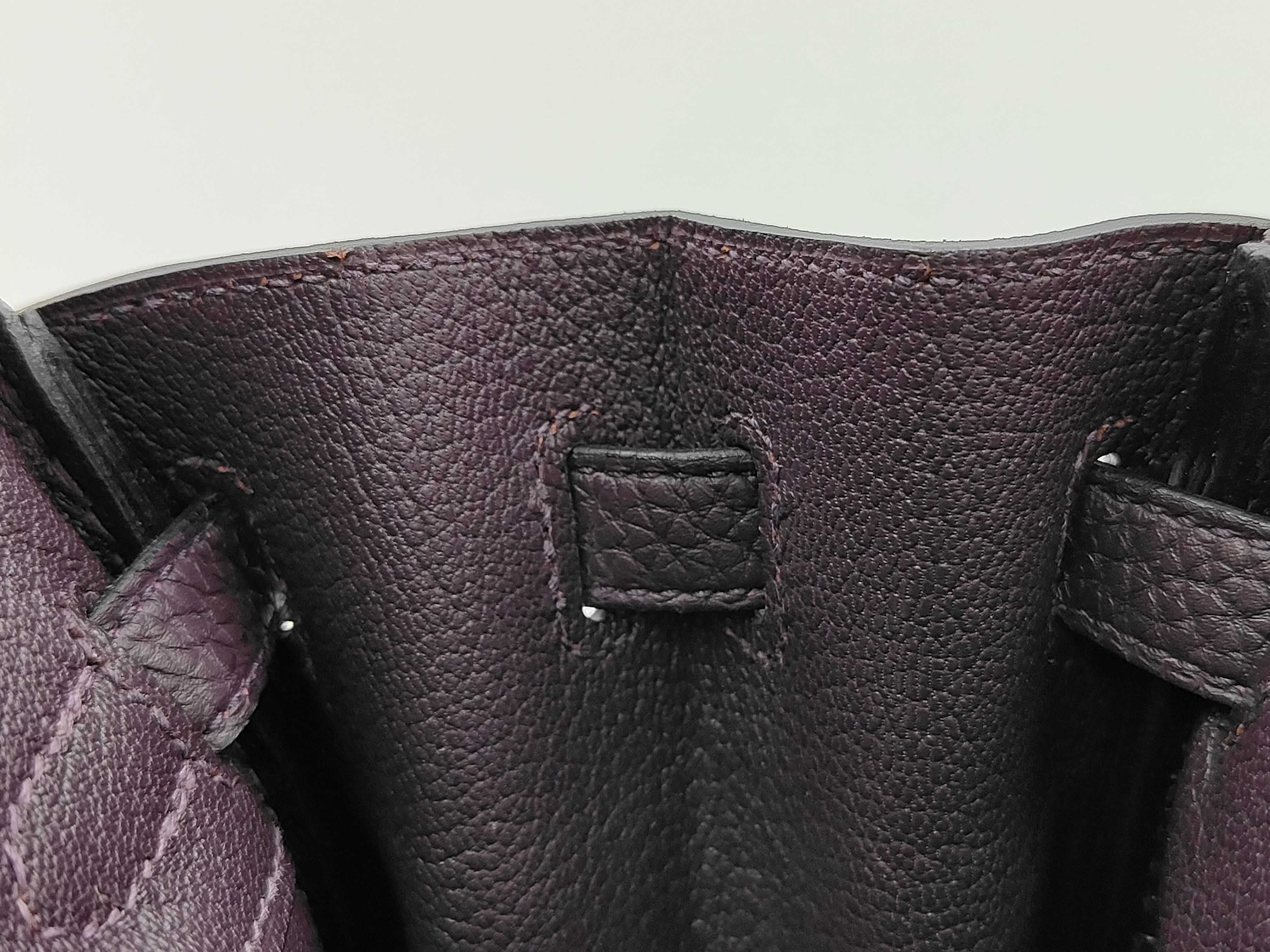 Birkin 25 Togo Raisin Silver Hardware D Stamp Handbag — view 12