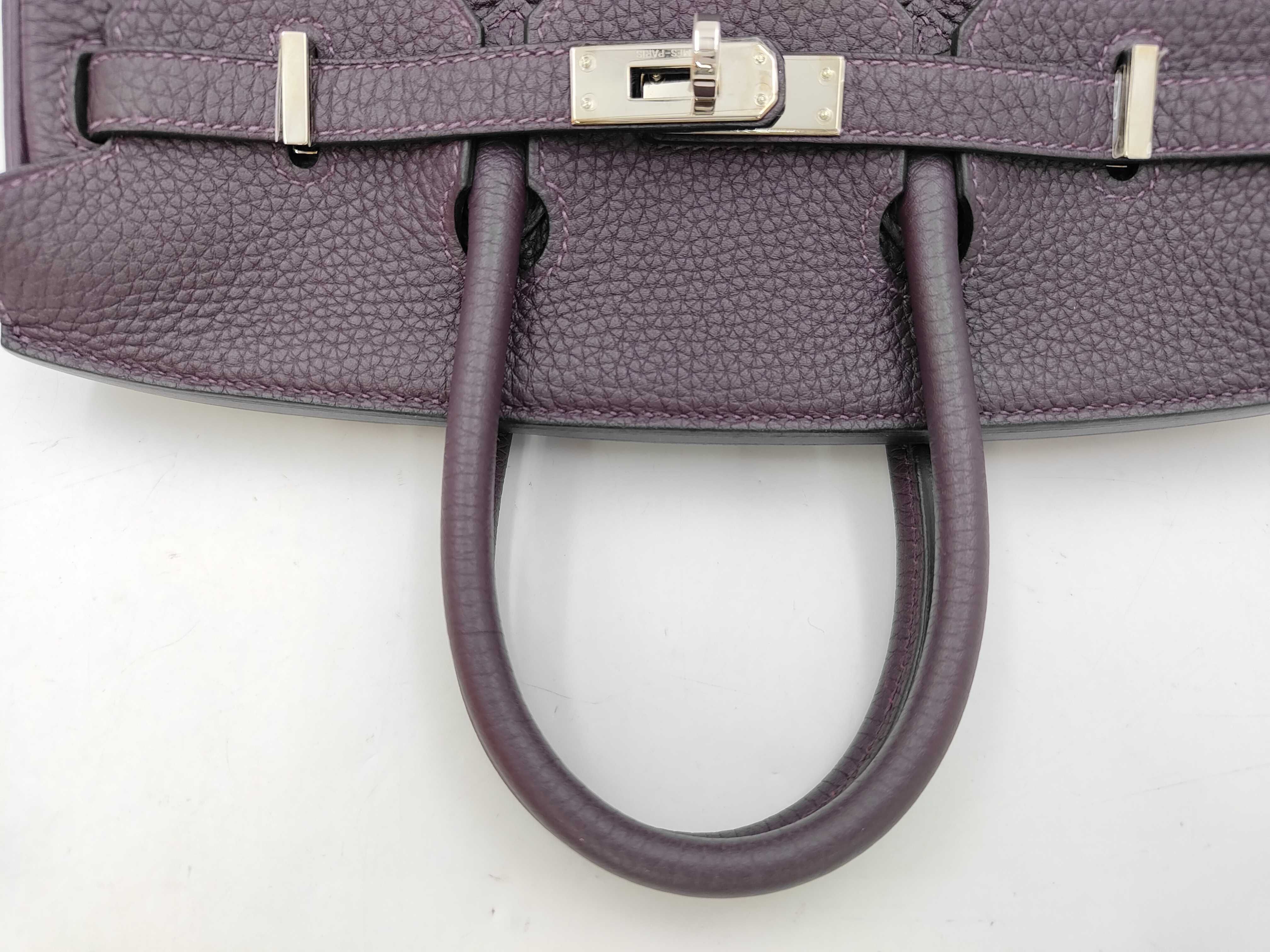 Birkin 25 Togo Raisin Silver Hardware D Stamp Handbag — view 5