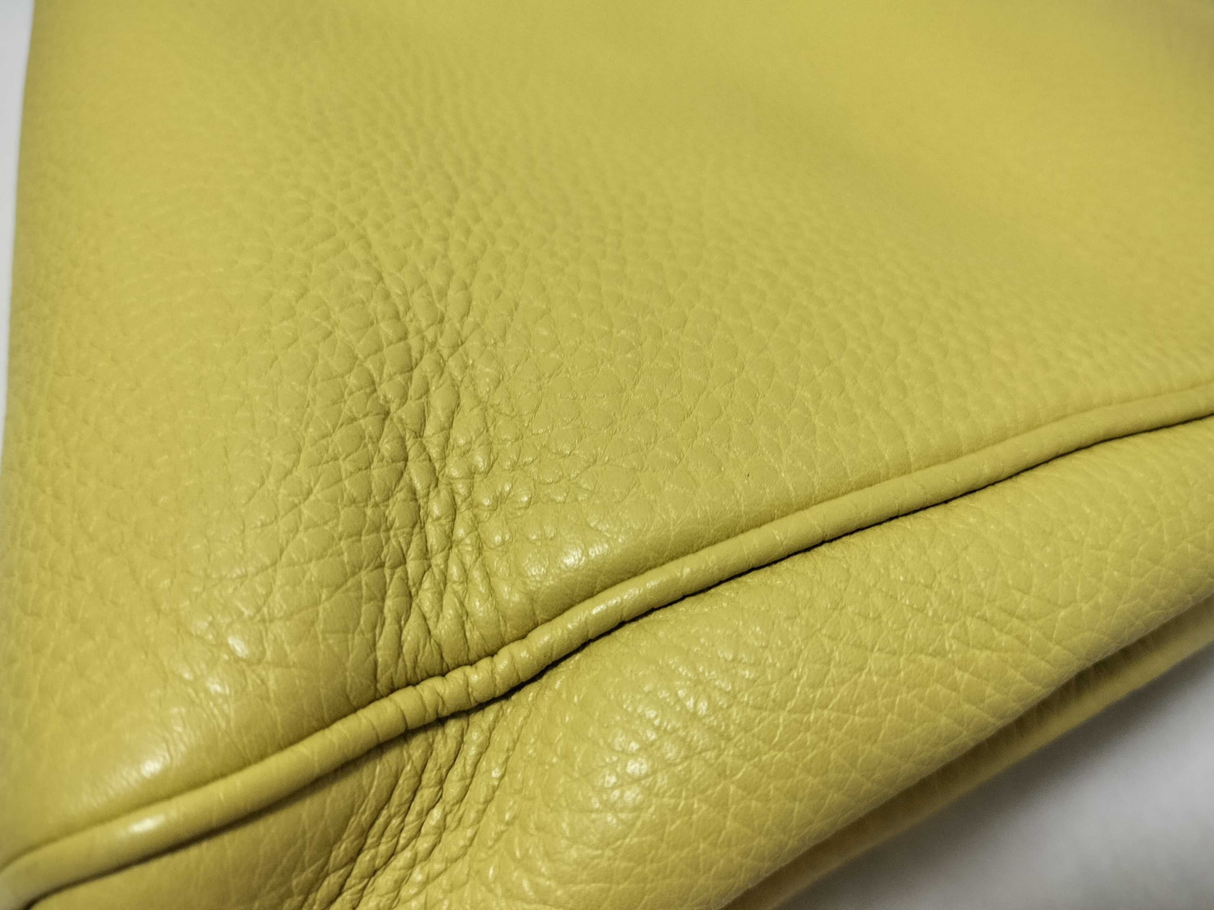 Bamboo 2-way Leather Handbag, Yellow — view 15