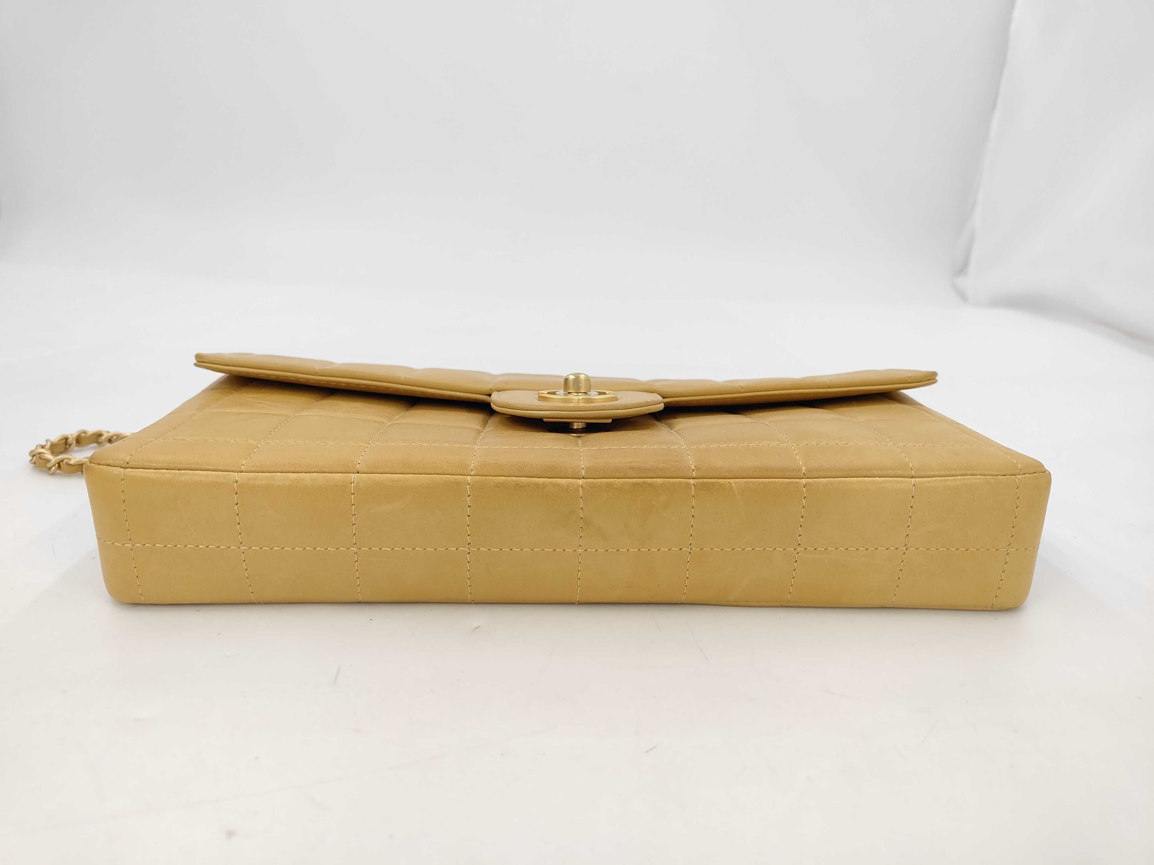 Chocolate Bar Lambskin Chain Shoulder Bag with Gold Hardware — view 4