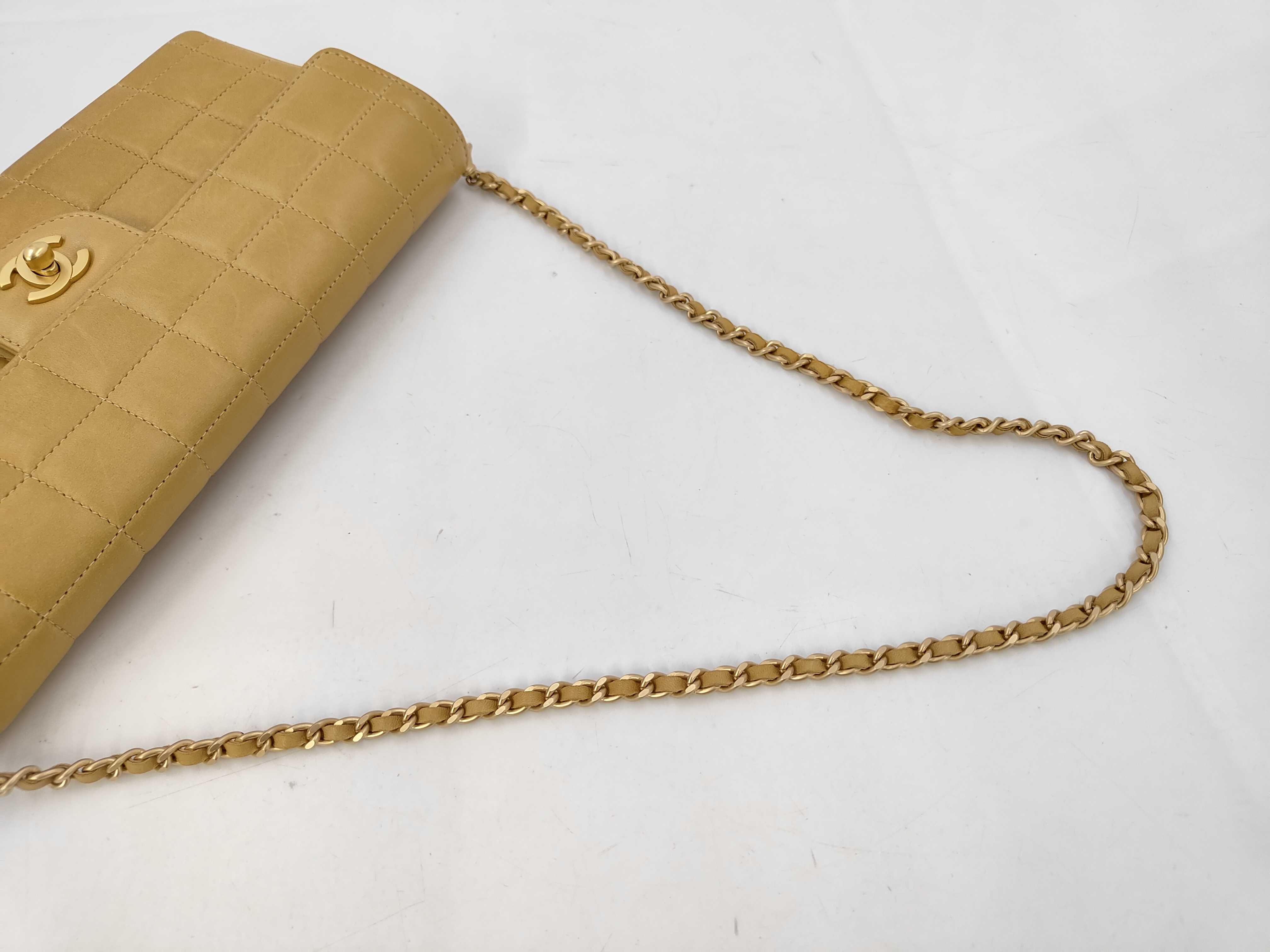 Chocolate Bar Lambskin Chain Shoulder Bag with Gold Hardware — view 5