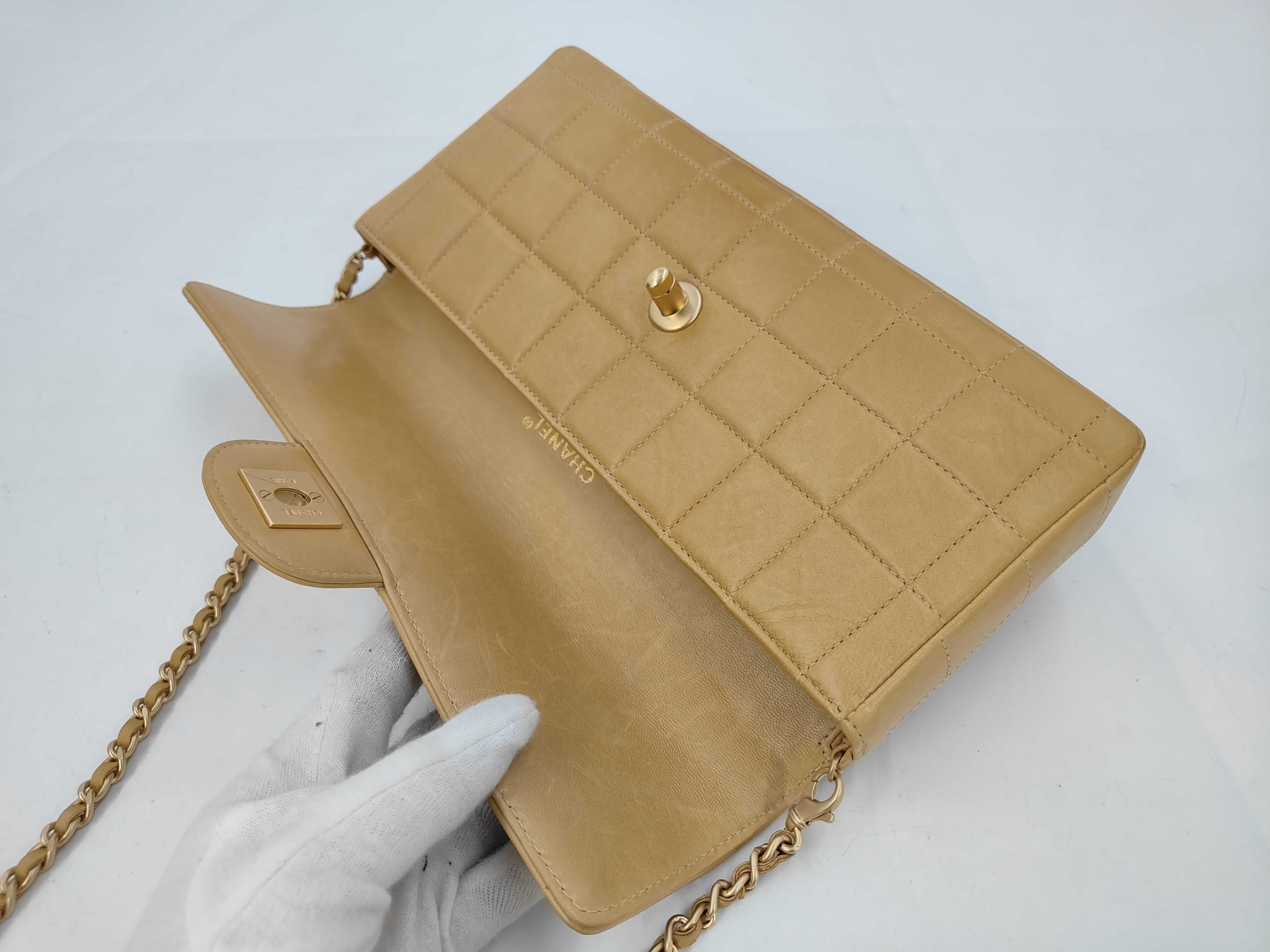Chocolate Bar Lambskin Chain Shoulder Bag with Gold Hardware — view 8