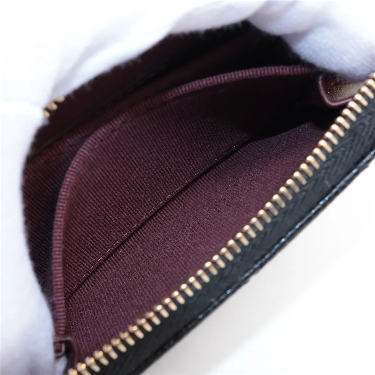 Matelassé Caviar Skin Coin Case, Black with Gold Hardware (EA9KK5HG) — view 4