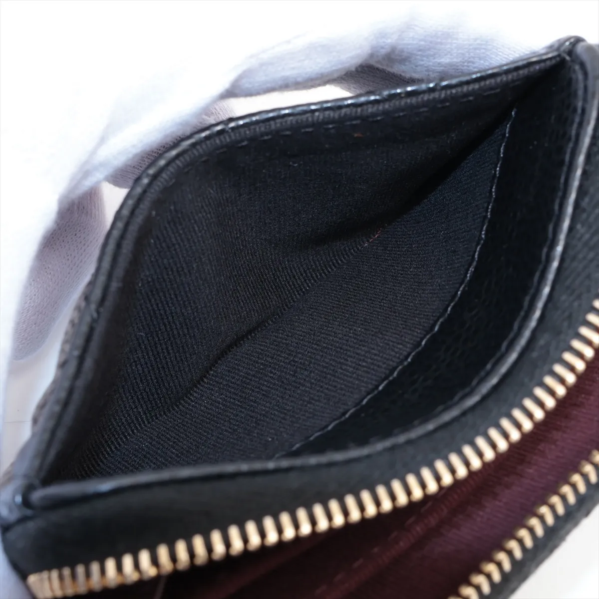 Matelassé Caviar Skin Coin Case, Black with Gold Hardware (EA9KK5HG) — view 7