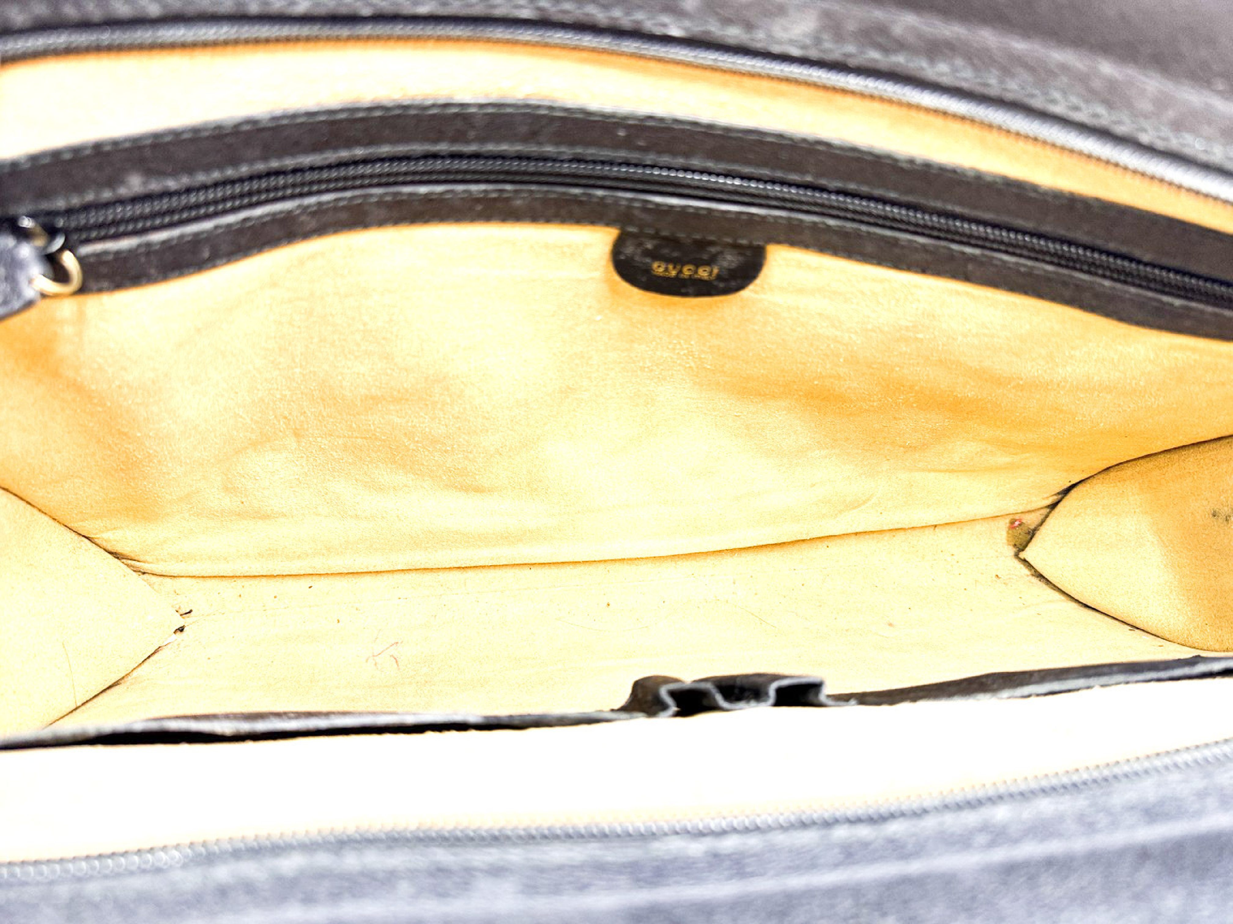 2-way Business Bag with Strap, Bamboo Leather, Black, Gold Hardware, 015.1046 — view 9
