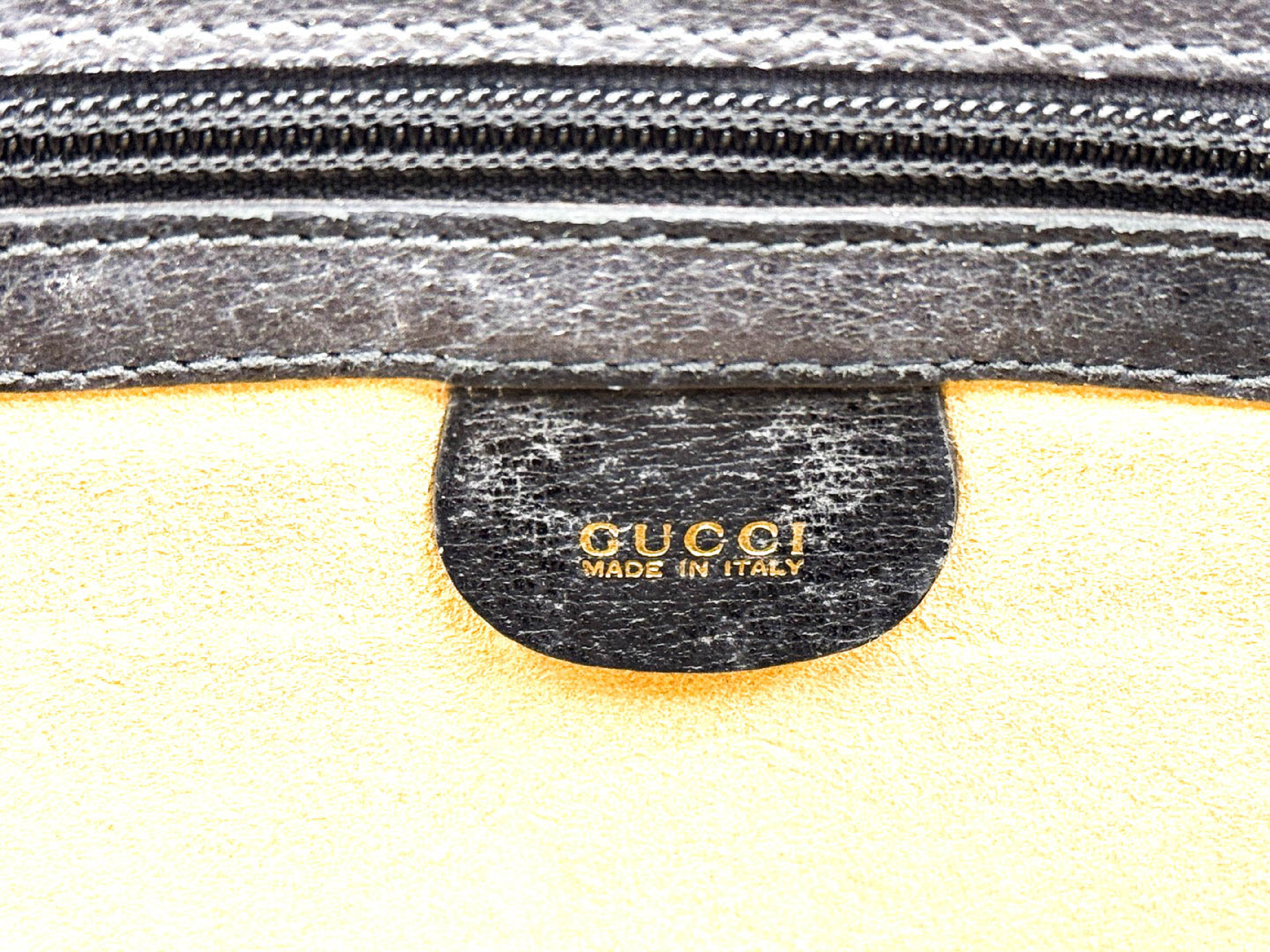 2-way Business Bag with Strap, Bamboo Leather, Black, Gold Hardware, 015.1046 — view 10