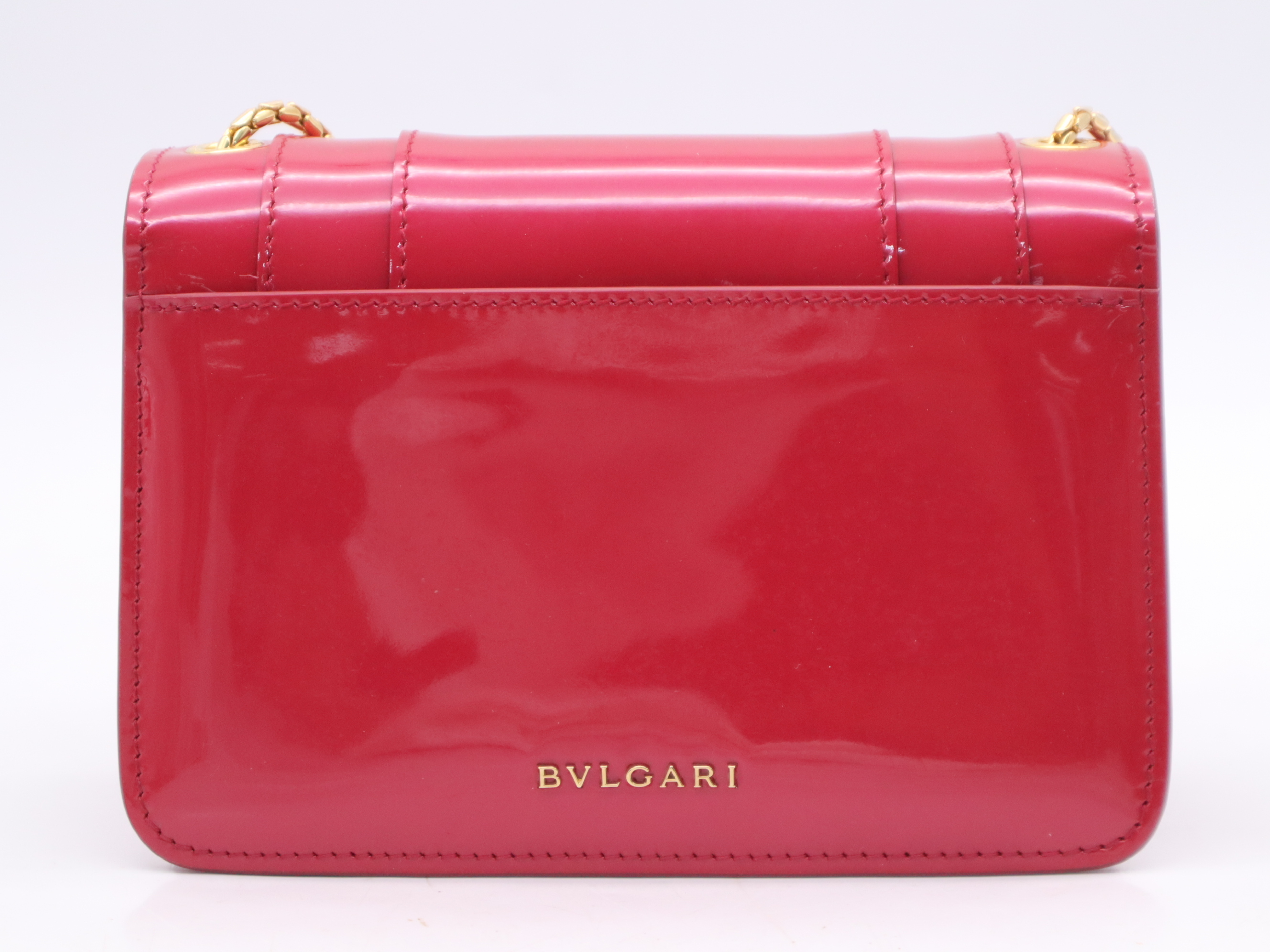 Serpenti Forever Enamel Shoulder Bag, Red with Gold Hardware, Includes Dust Bag. — view 2