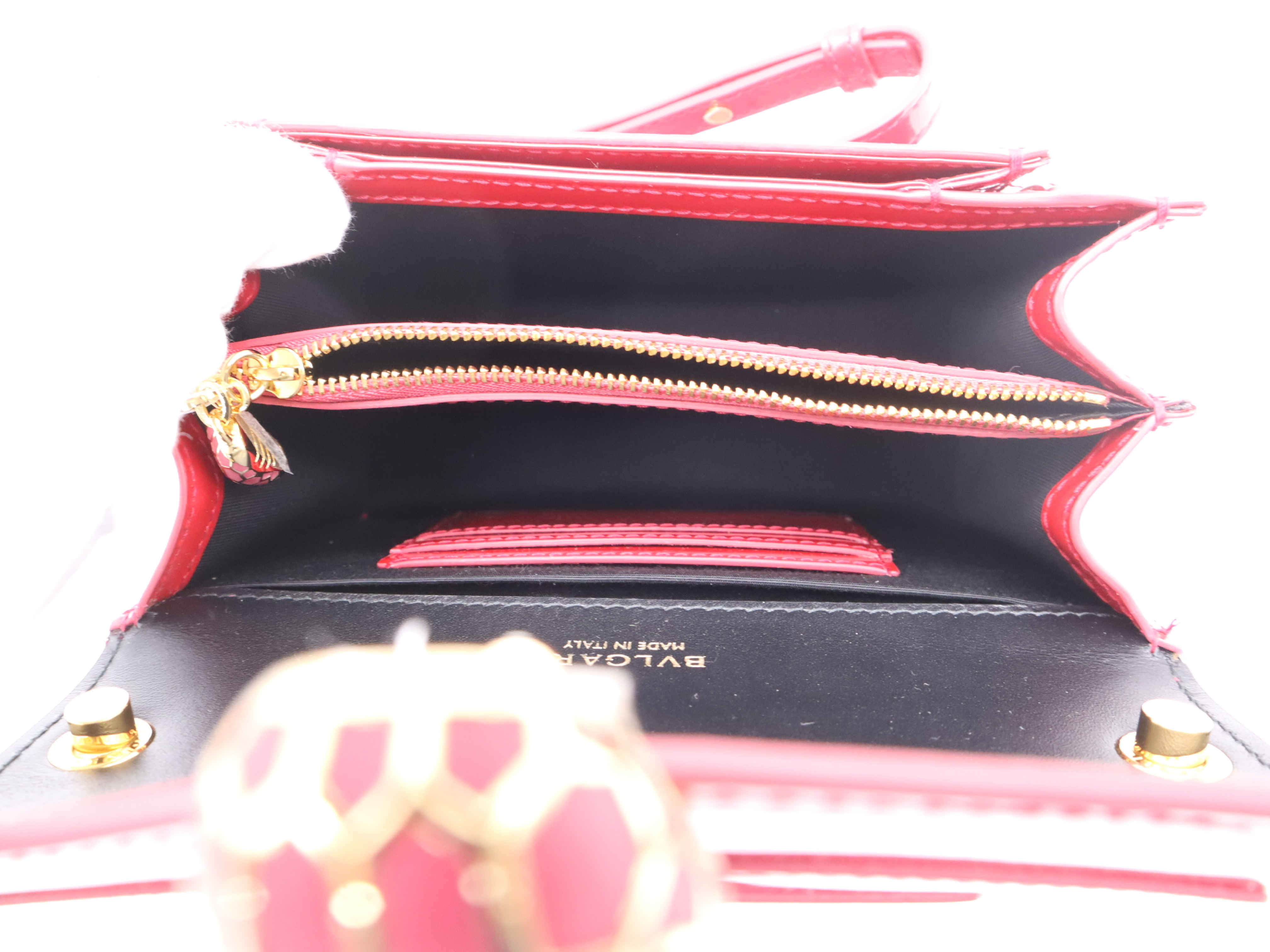 Serpenti Forever Enamel Shoulder Bag, Red with Gold Hardware, Includes Dust Bag. — view 11