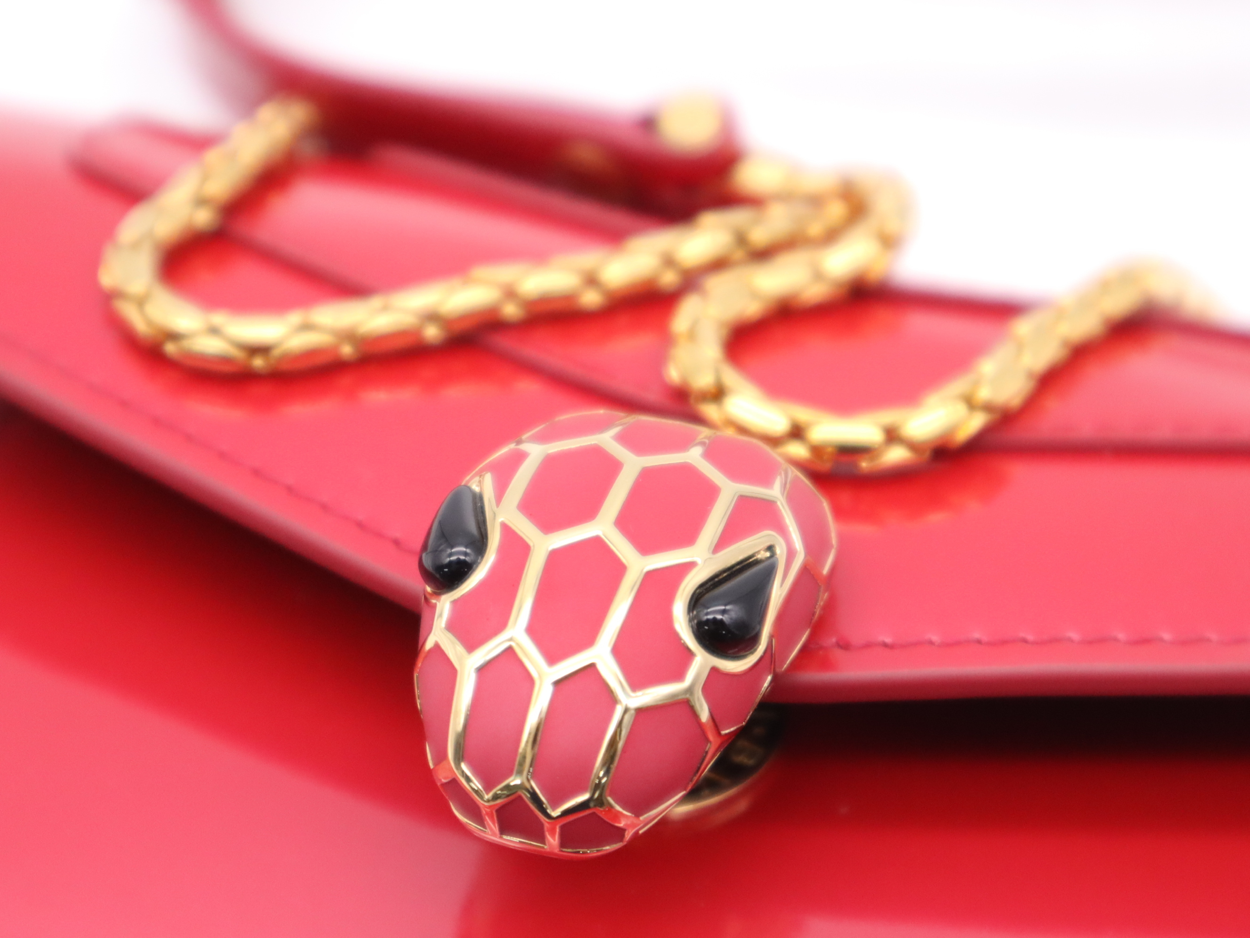 Serpenti Forever Enamel Shoulder Bag, Red with Gold Hardware, Includes Dust Bag. — view 15