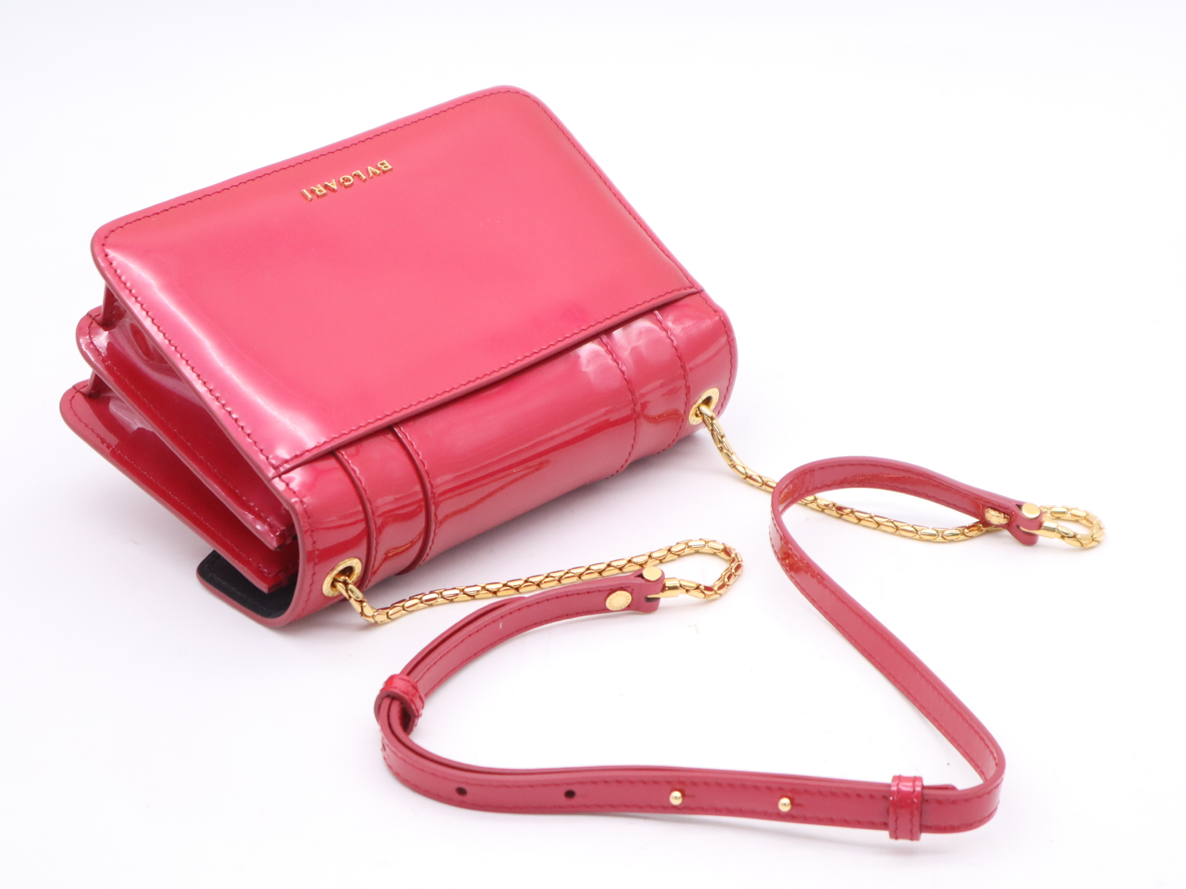 Serpenti Forever Enamel Shoulder Bag, Red with Gold Hardware, Includes Dust Bag. — view 6