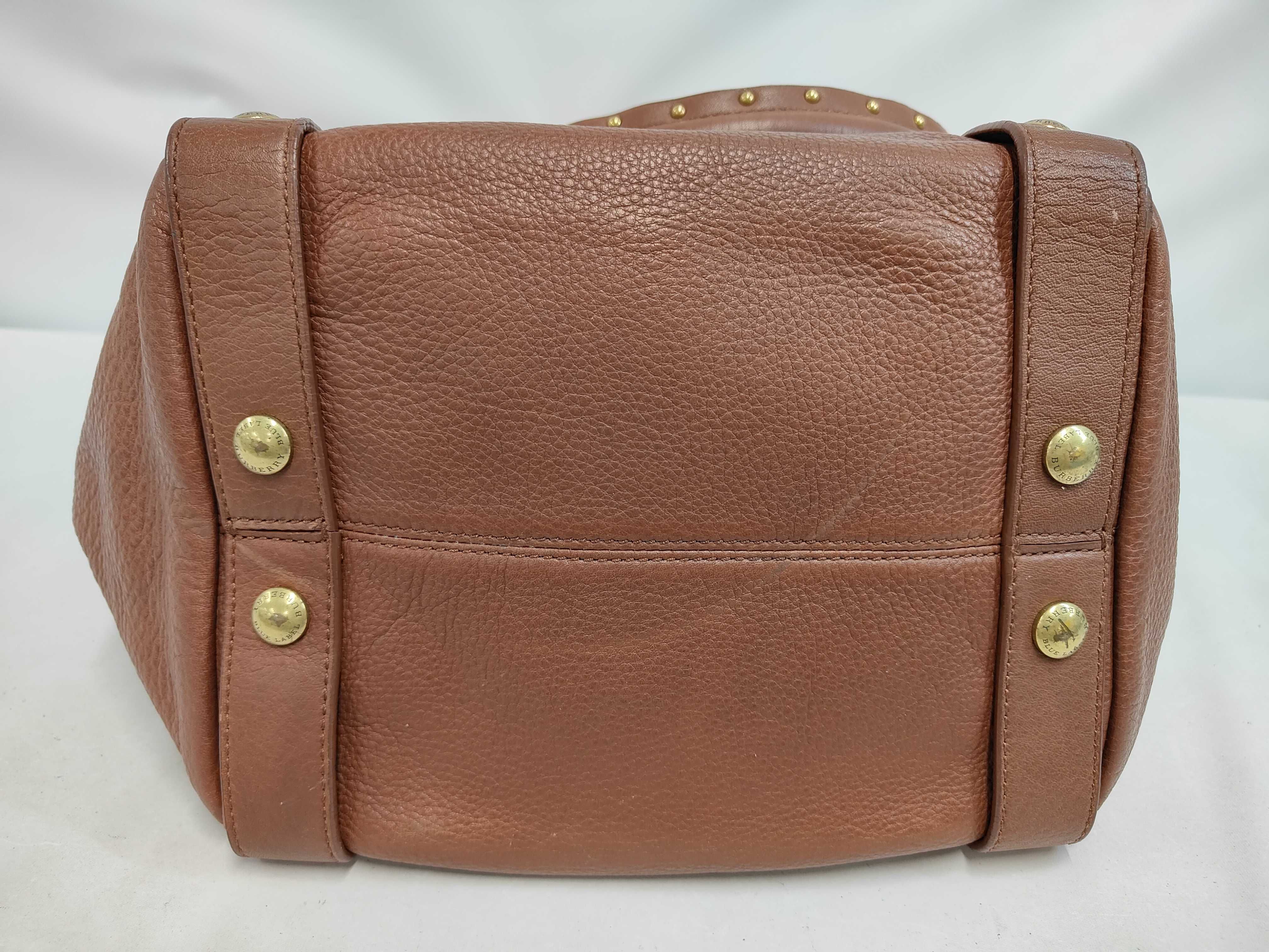 BLUE LABEL handbag, studded leather, brown shoulder bag. — view 4