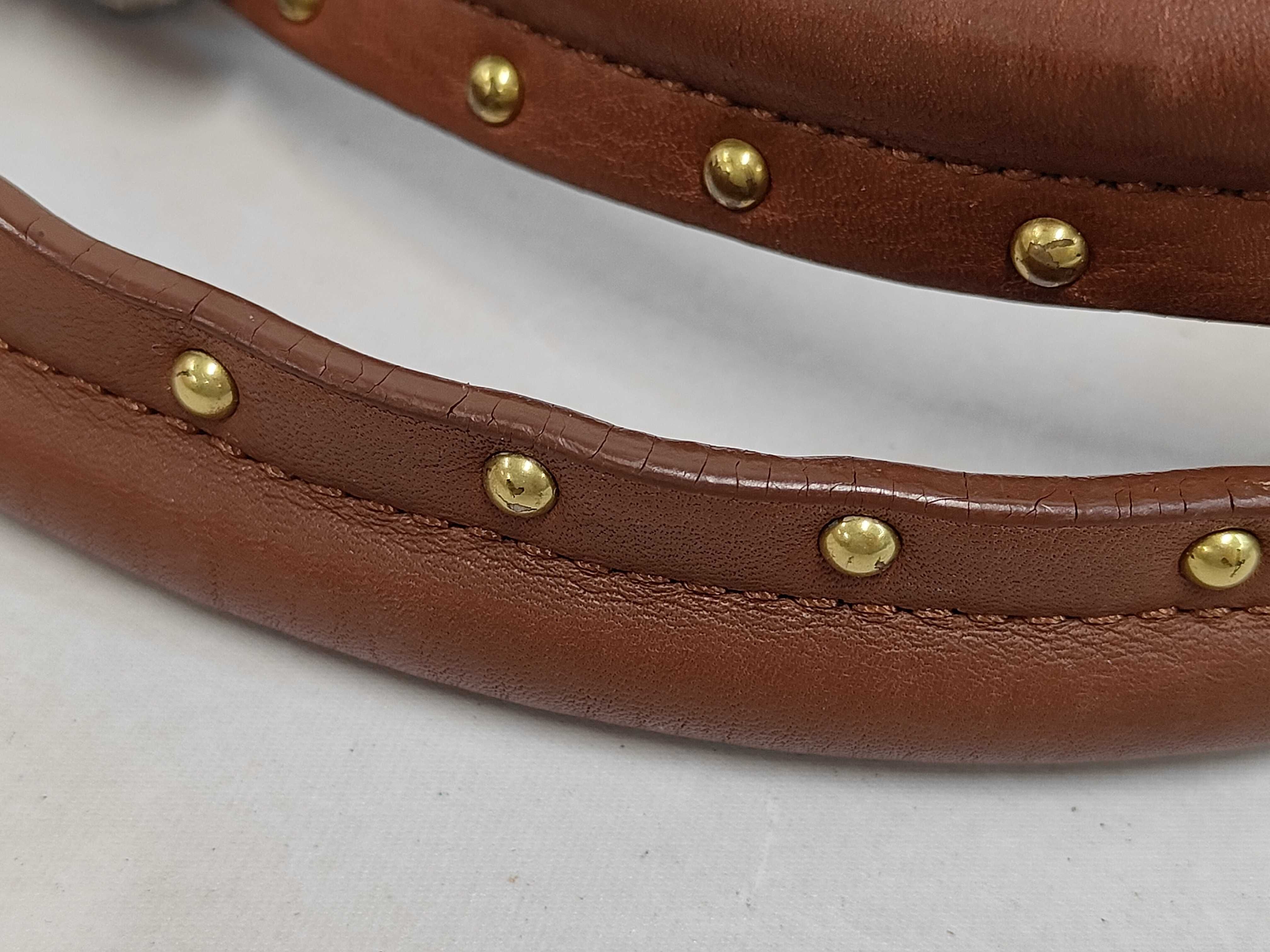 BLUE LABEL handbag, studded leather, brown shoulder bag. — view 5