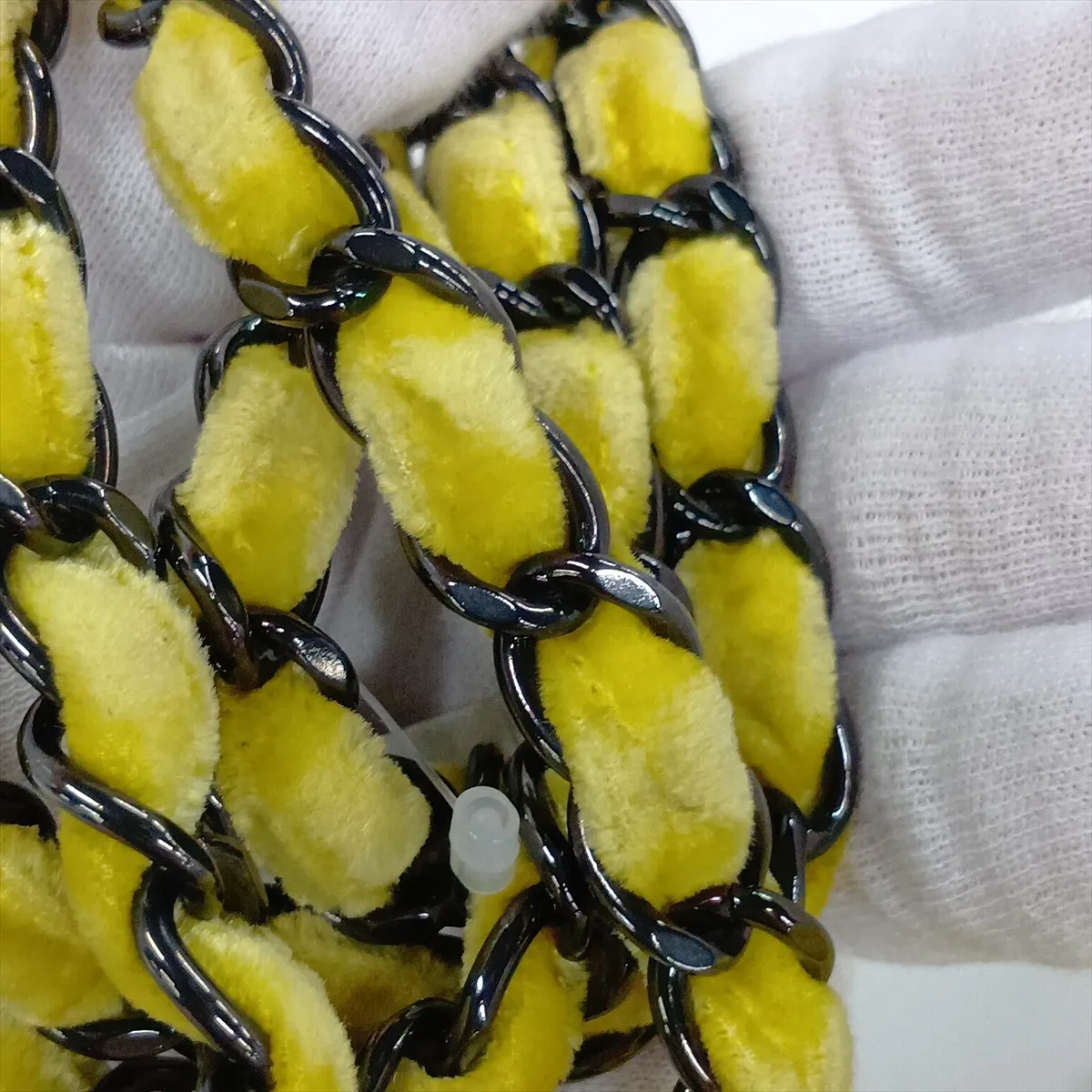 Mini Matelassé 20 Velour Single Flap Single Chain Bag, Yellow with Black Hardware, 20275514, Serial Number in the 20s, A69900 — view 11