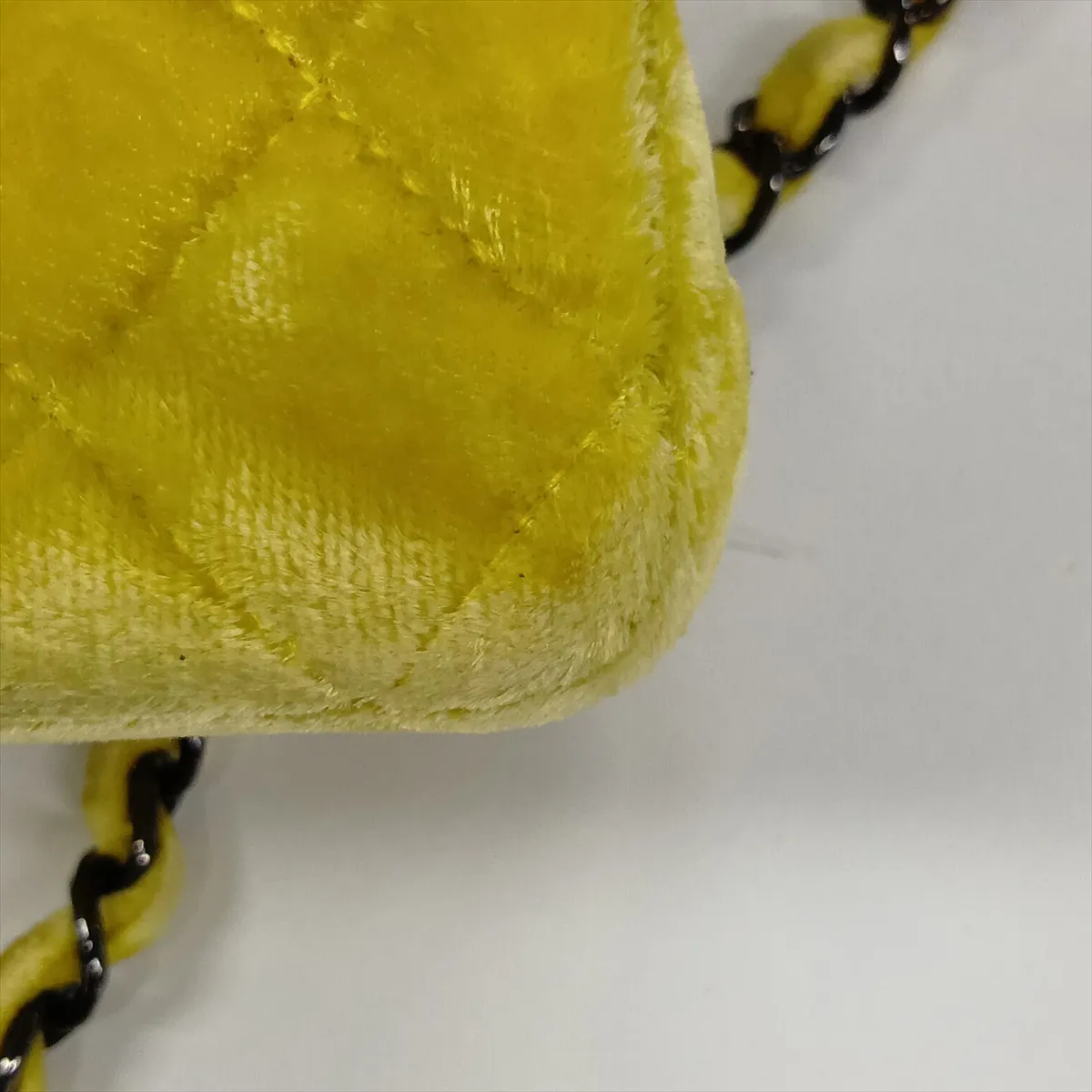 Mini Matelassé 20 Velour Single Flap Single Chain Bag, Yellow with Black Hardware, 20275514, Serial Number in the 20s, A69900 — view 10
