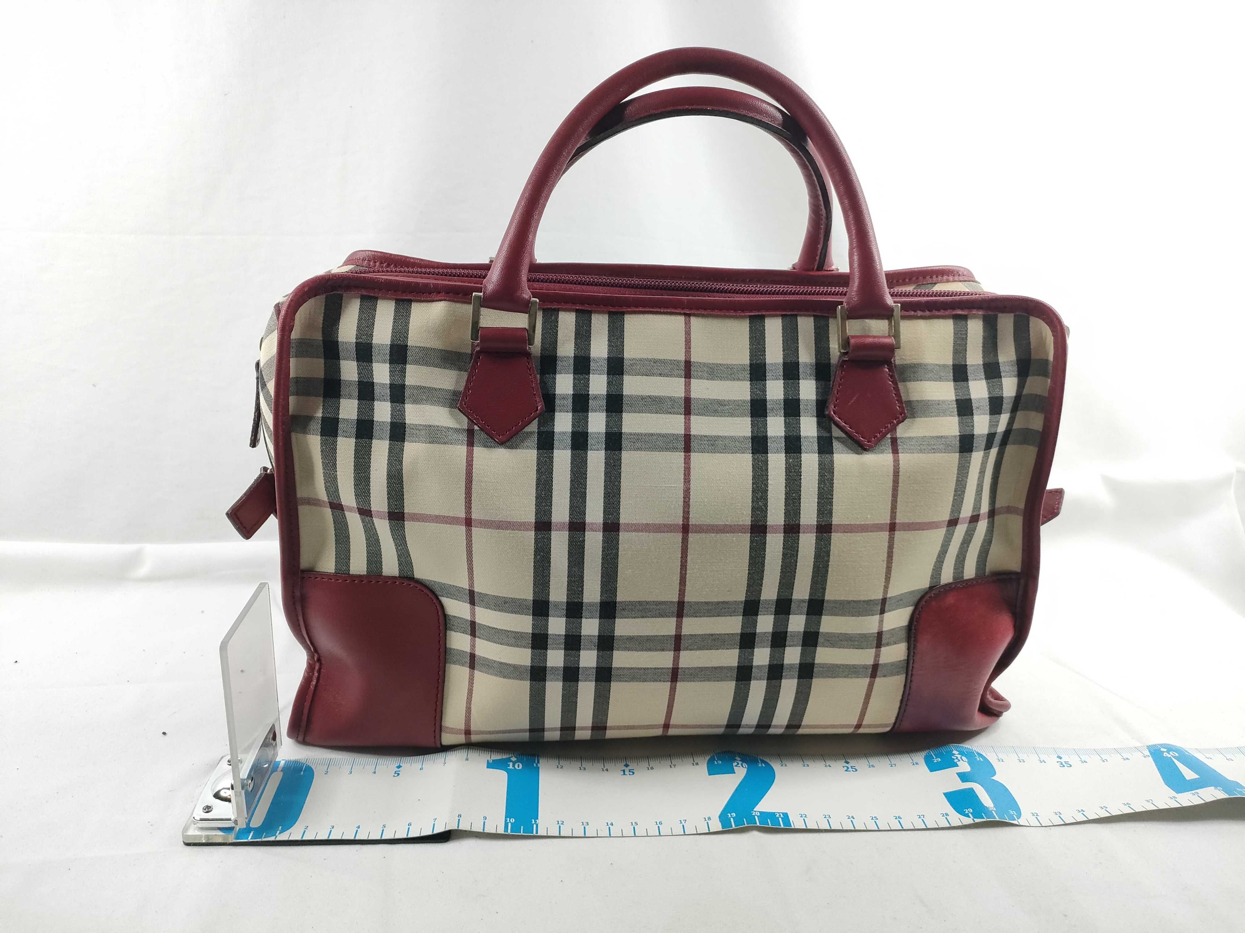 handbag, Burberry handbag, tote bag, Nova Check canvas leather, red handbag — view 2