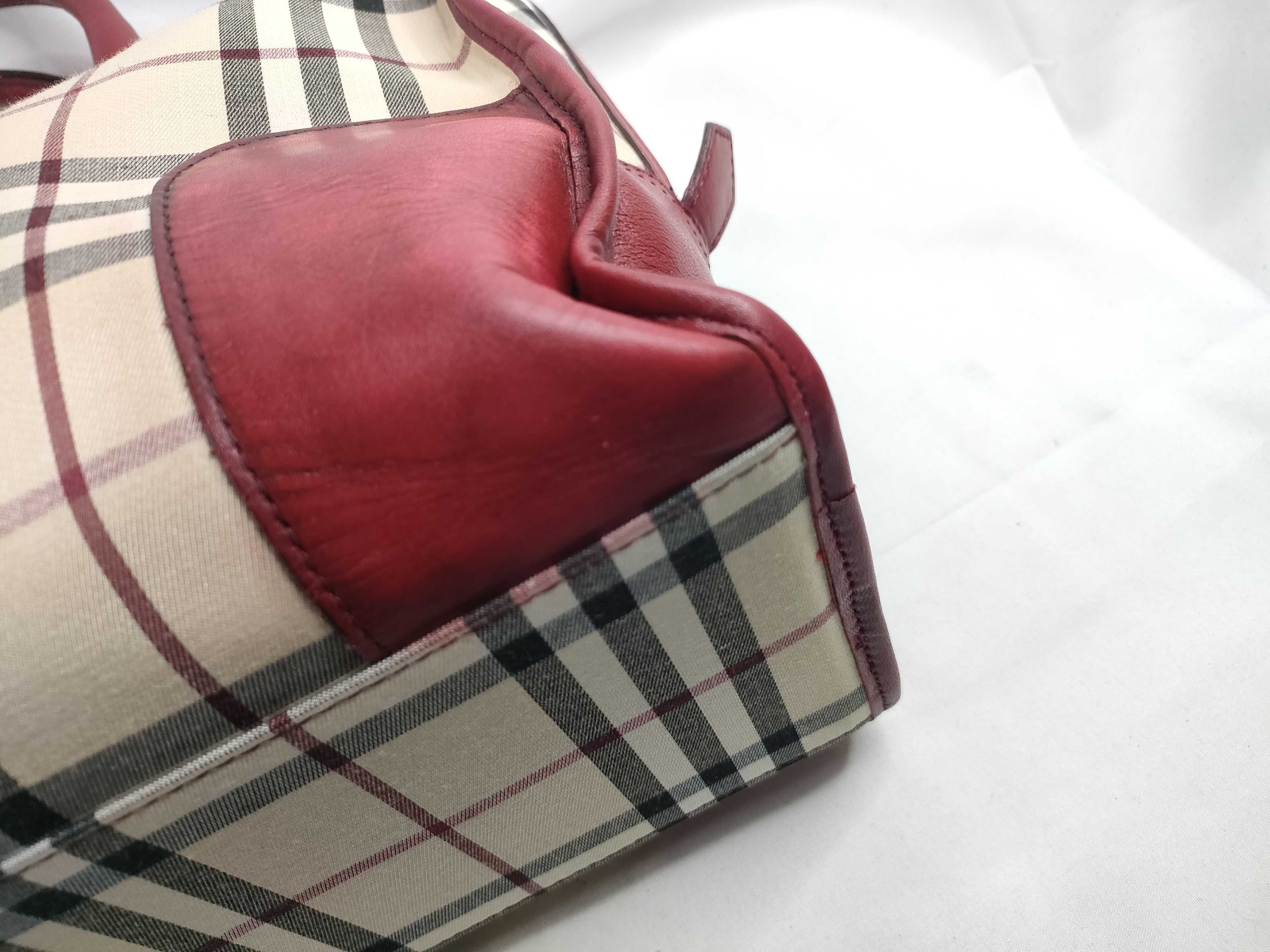 handbag, Burberry handbag, tote bag, Nova Check canvas leather, red handbag — view 5