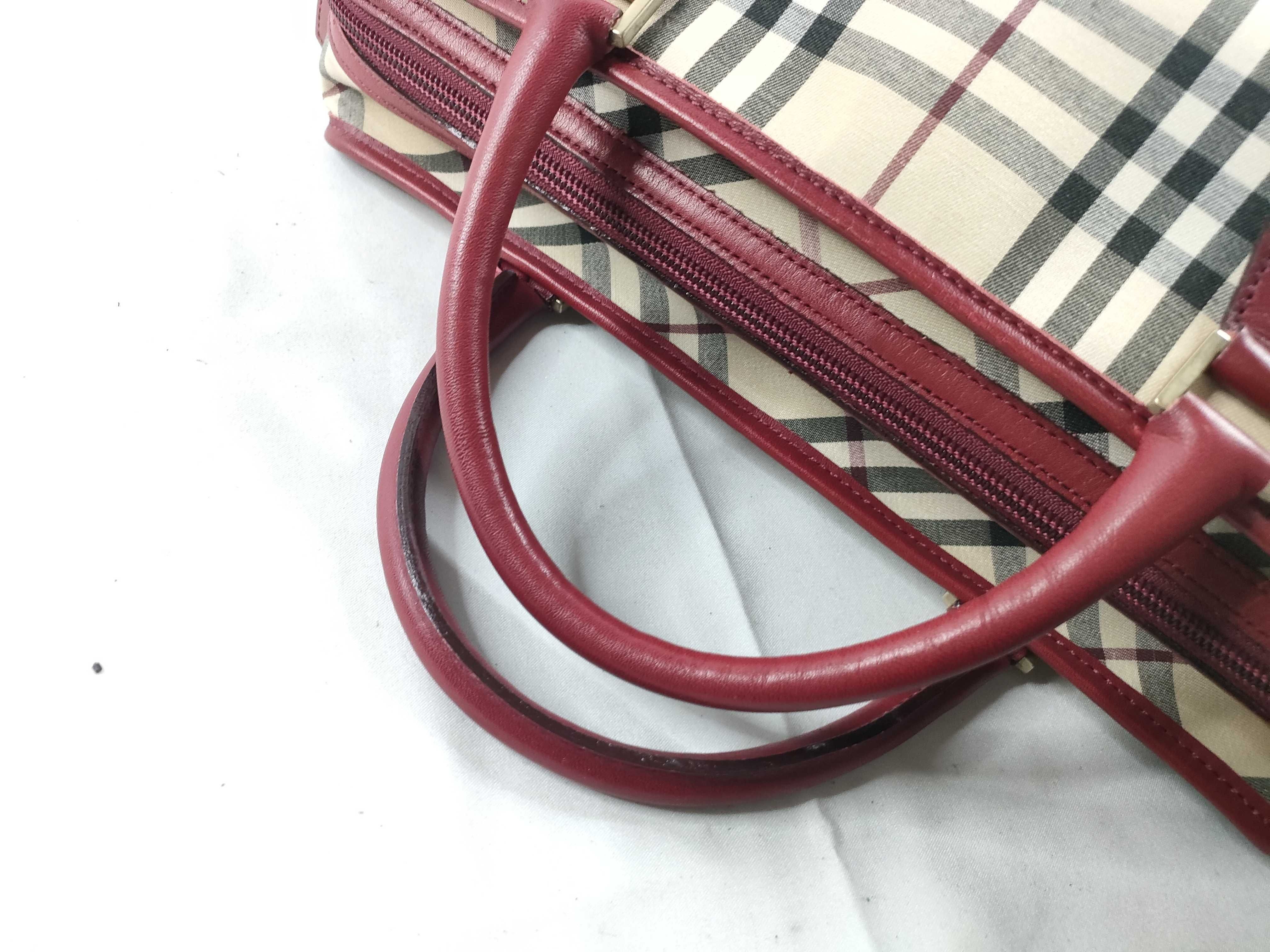 handbag, Burberry handbag, tote bag, Nova Check canvas leather, red handbag — view 6