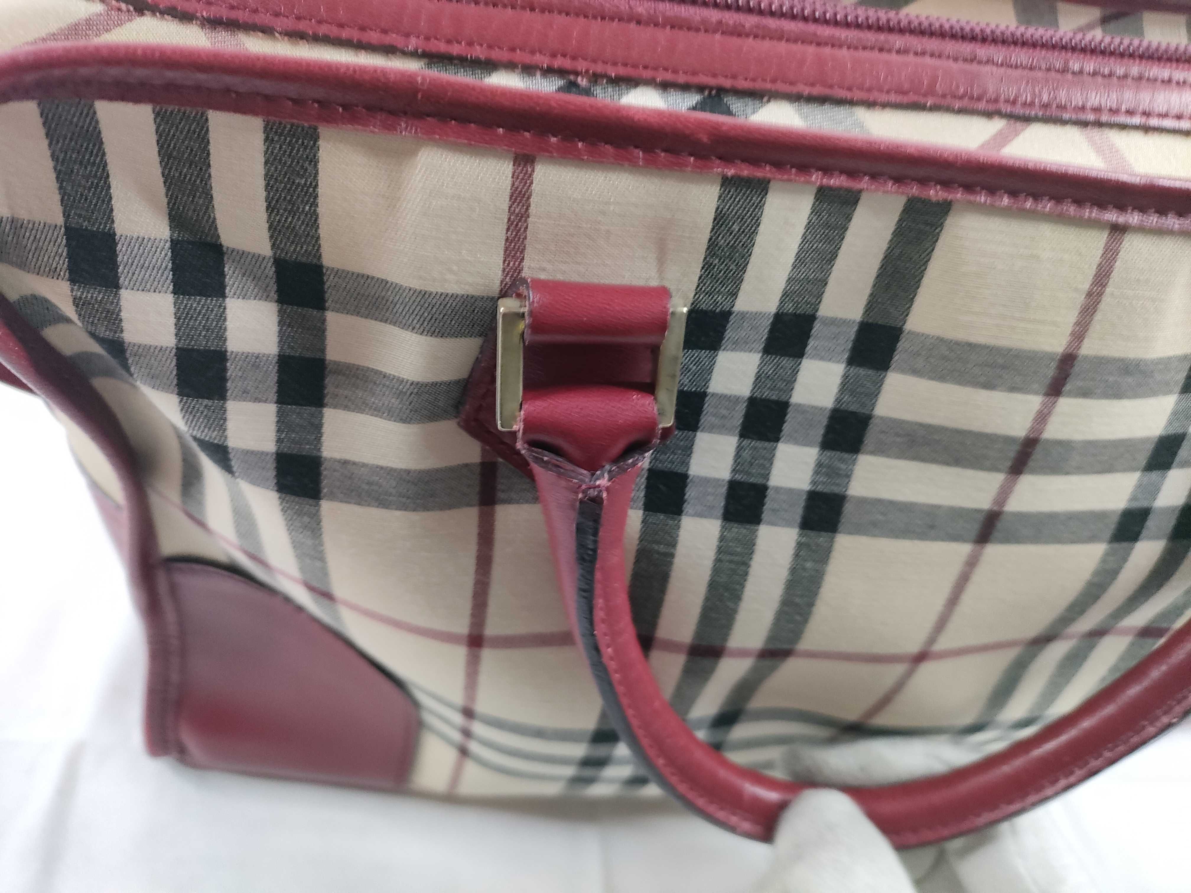handbag, Burberry handbag, tote bag, Nova Check canvas leather, red handbag — view 8