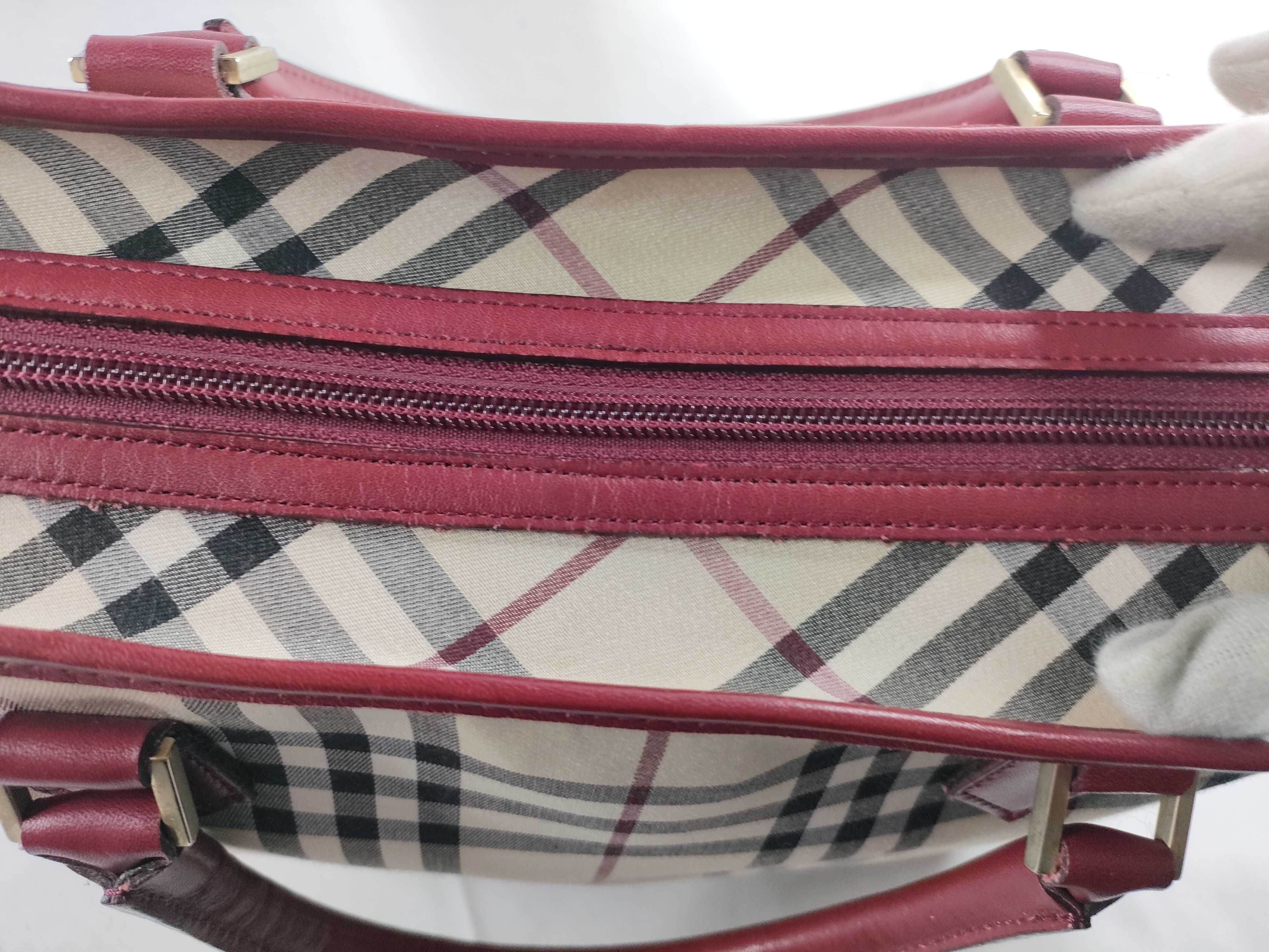 handbag, Burberry handbag, tote bag, Nova Check canvas leather, red handbag — view 9