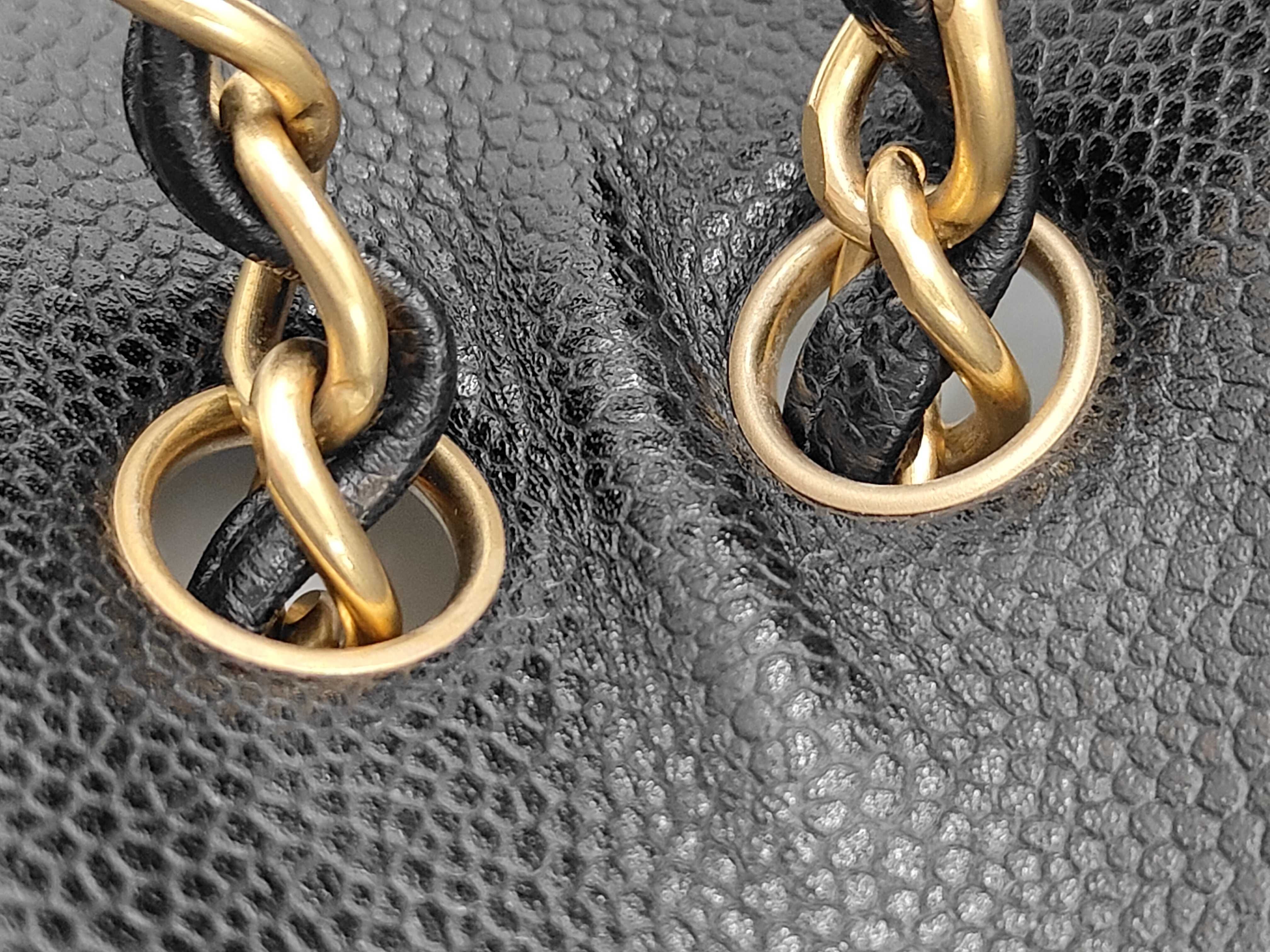 Matelassé Caviar Skin Large Coco Chain Shoulder Bag, Series 6, Black, with dust bag, card, and sticker. — view 7