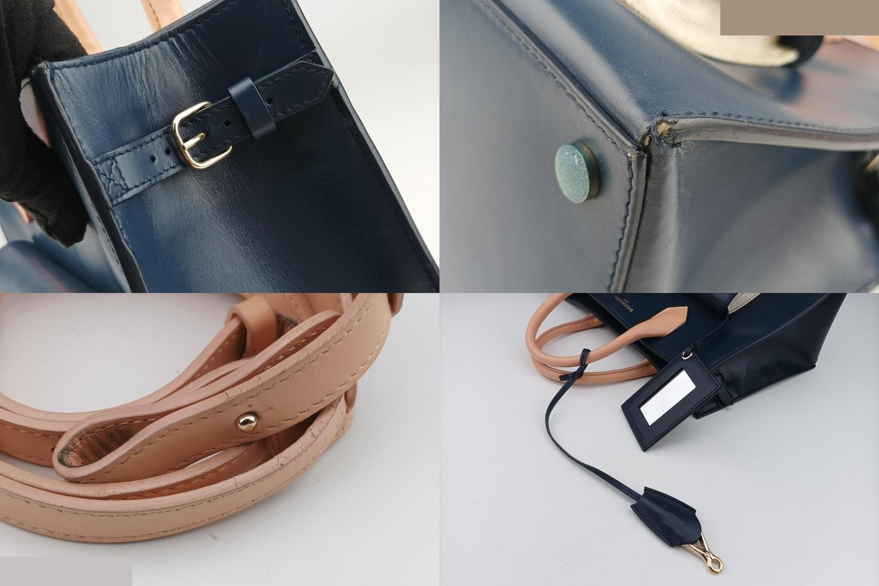 Padlock Leather x Canvas Navy x Pink x Beige — view 10
