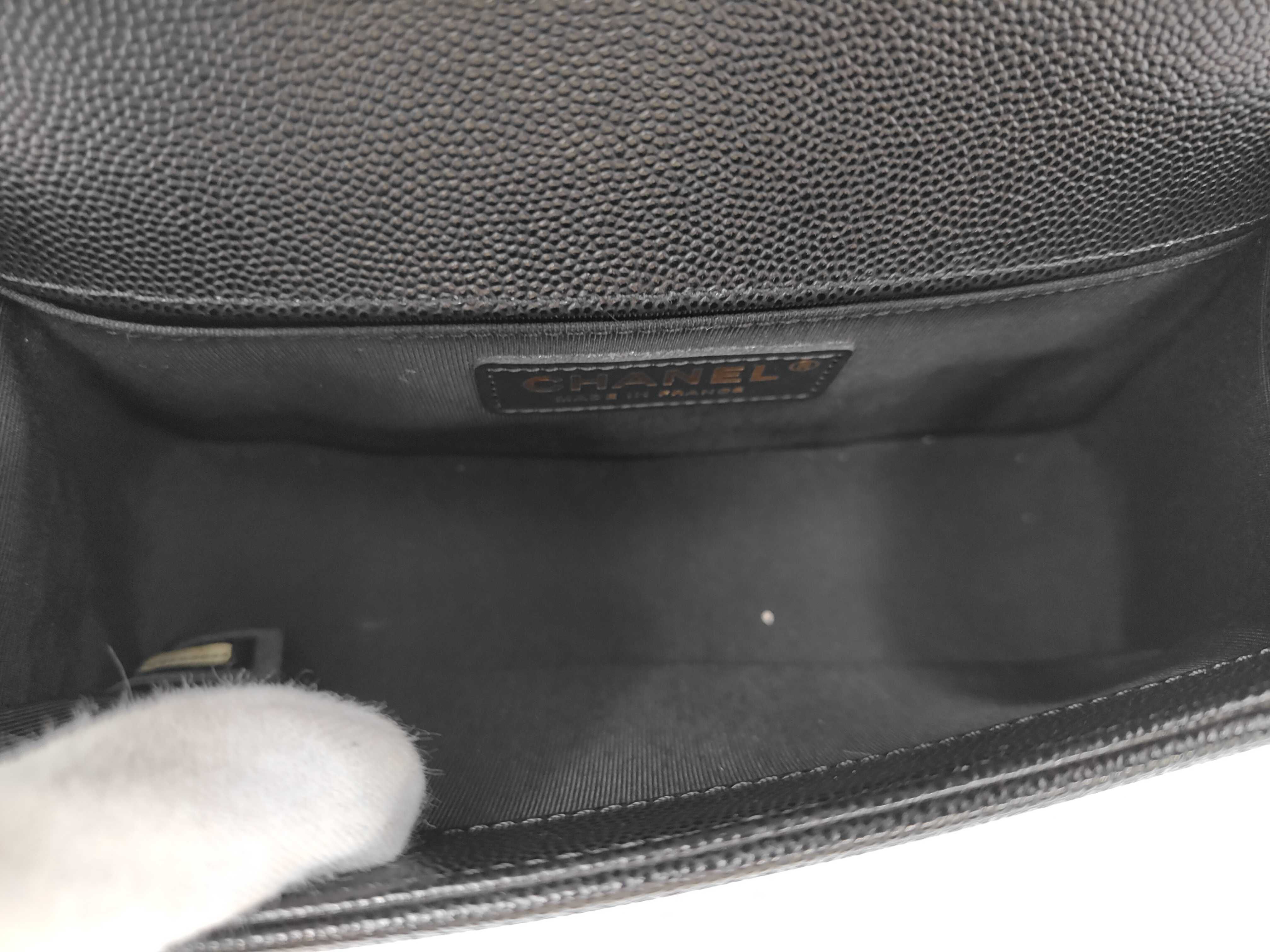 Boy Chanel Caviar Skin Chain Shoulder Bag, Black with Gold Hardware, with original seal, serial number in the 29 range. — view 9